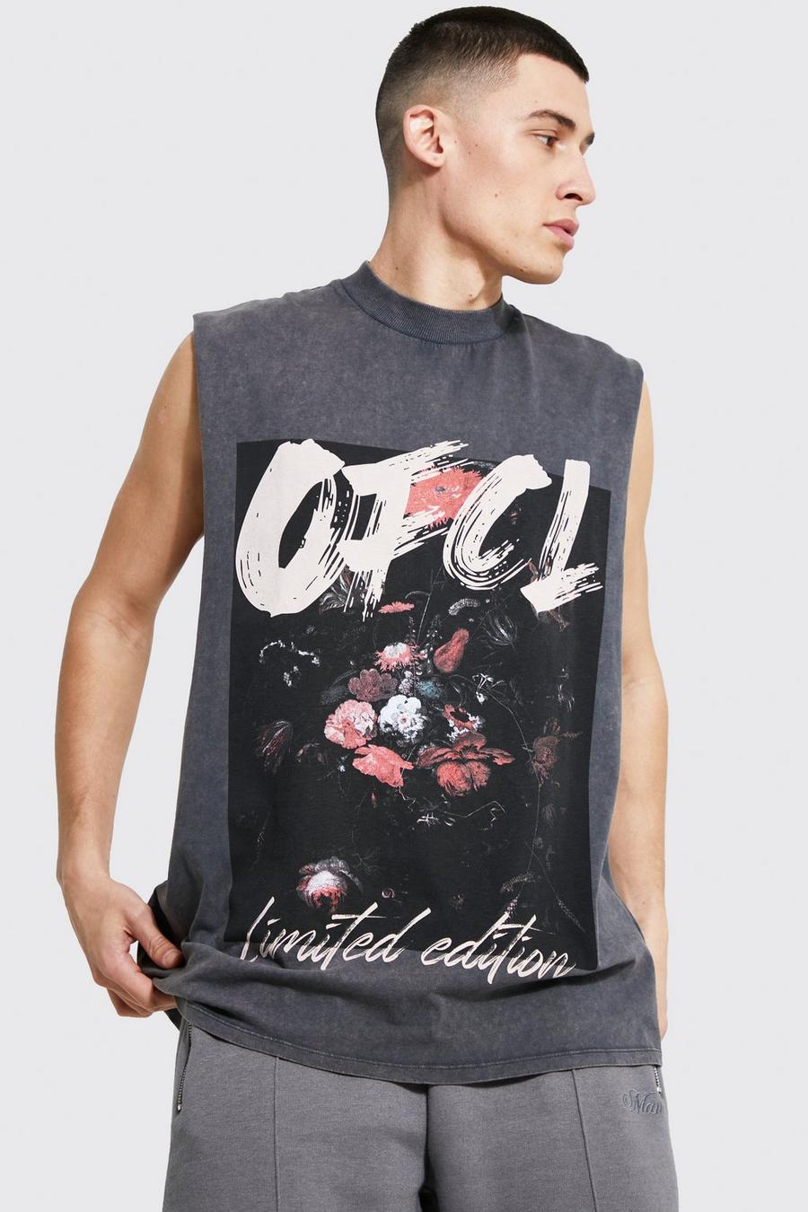 Oversize Official Tanktop mit Acid-Waschung, Charcoal image number 1