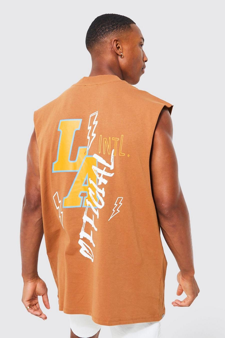 Chocolate Oversized Graffiti Graphic Extended Neck Tank image number 1