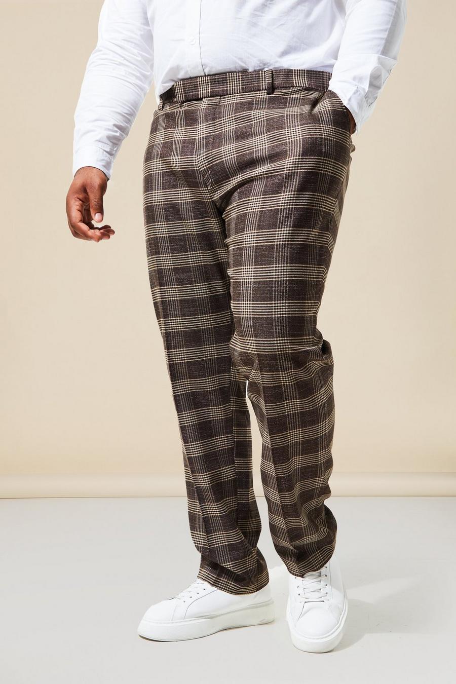 Grande taille - Pantalon de costume à carreaux, Brown image number 1