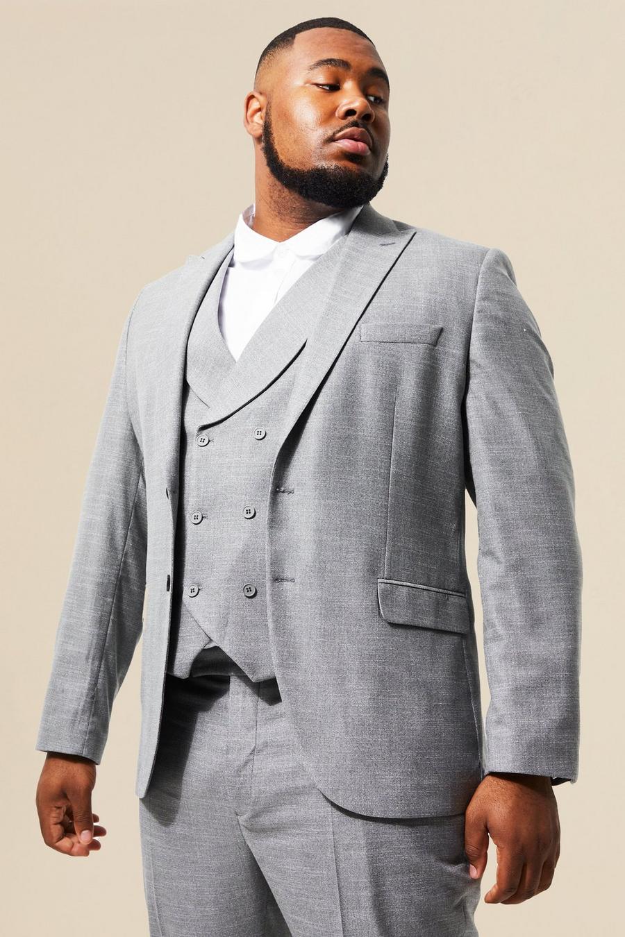 אפור grigio ז'קט חליפה בגזרה צרה עם רכיסה יחידה, מידות גדולות image number 1