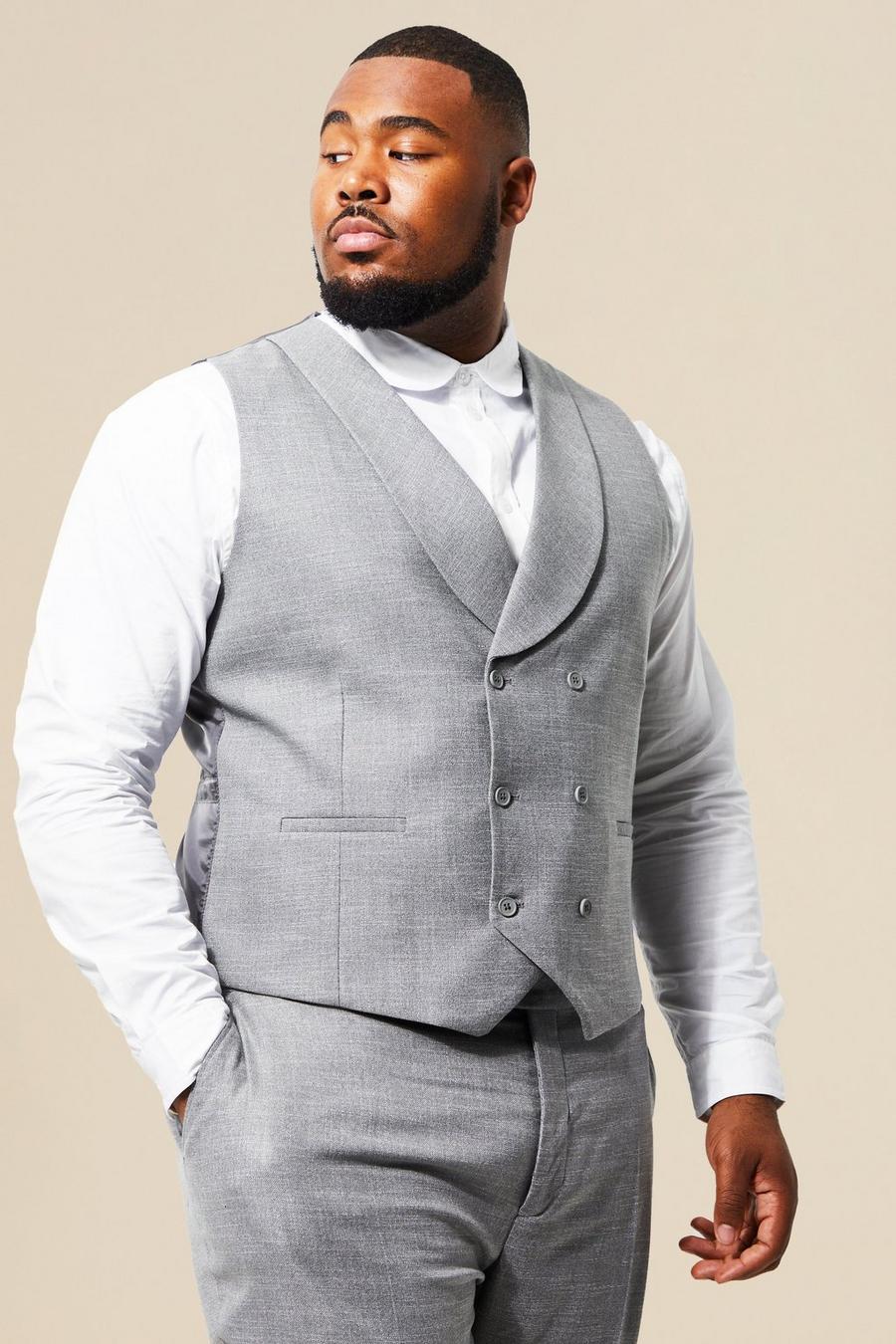 Grey Plus Double Breasted Slim Waistcoat image number 1