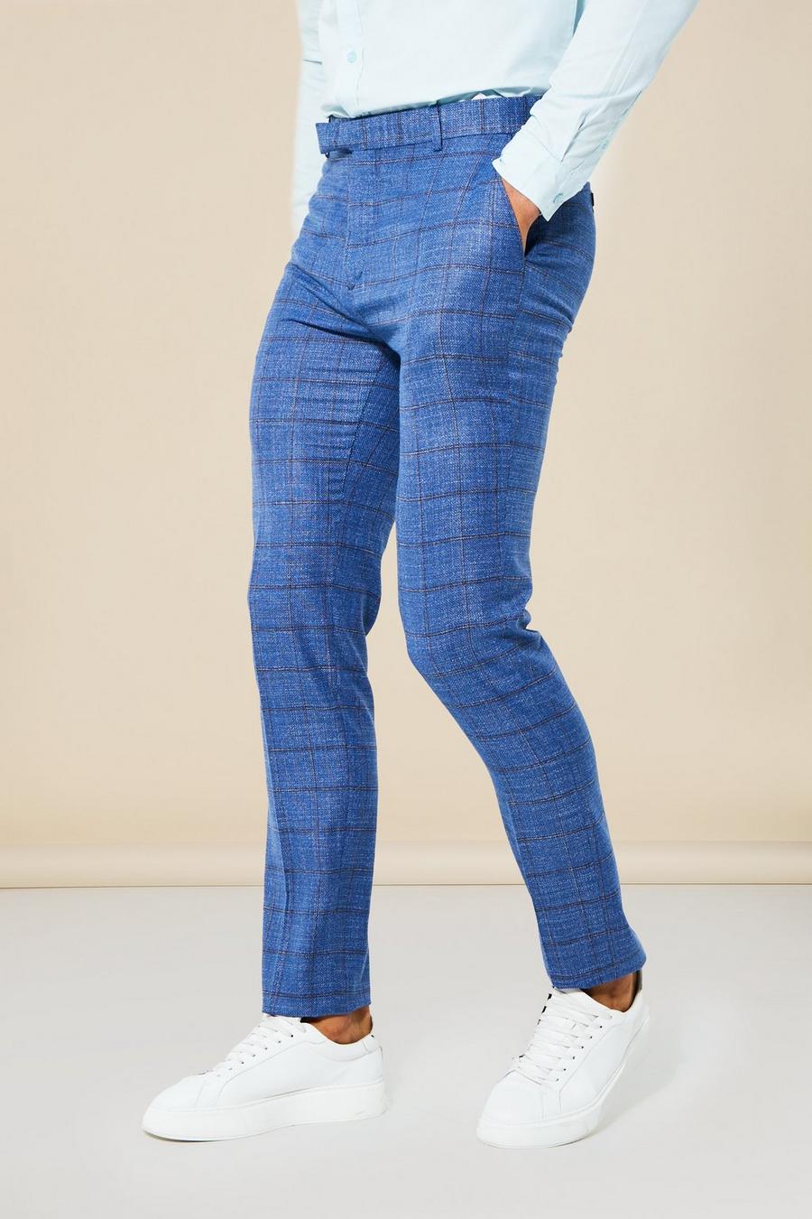 Blue Tall Slim Check Suit Trouser image number 1