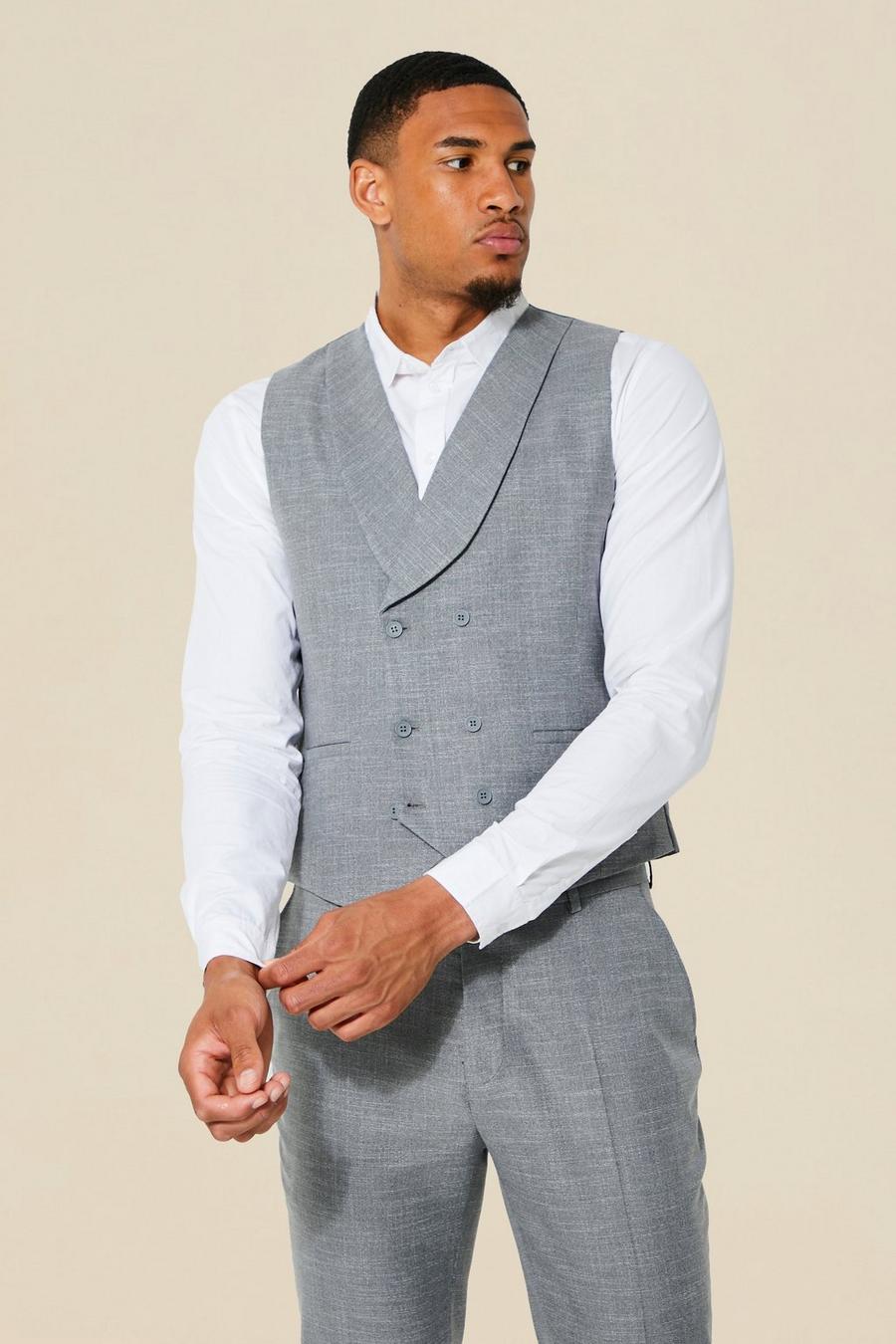 Grey Tall Double Breasted Slim Waistcoat image number 1