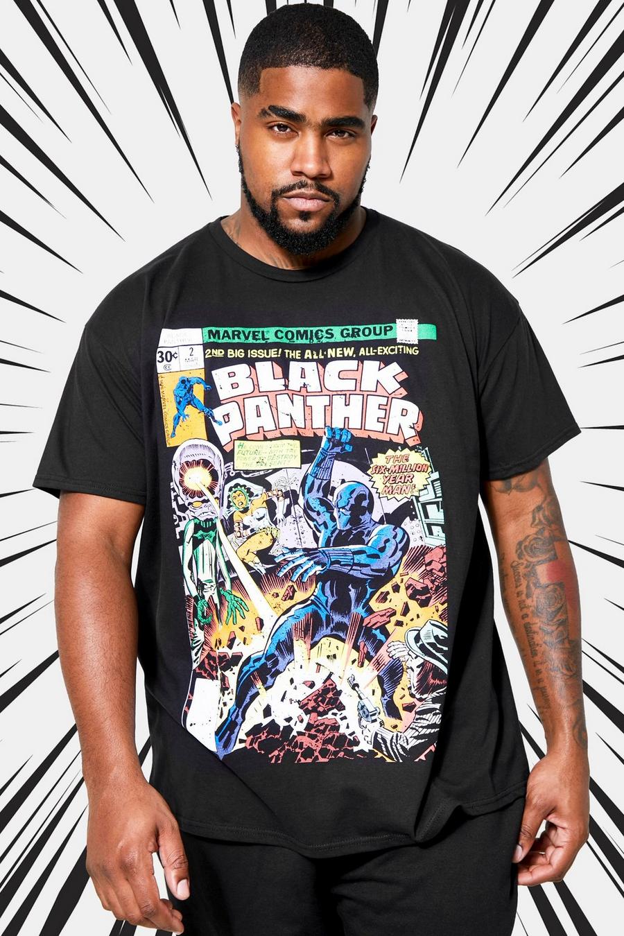 MARVEL COMICS Black Panther Men's Black on Black Face T-Shirt Small Black