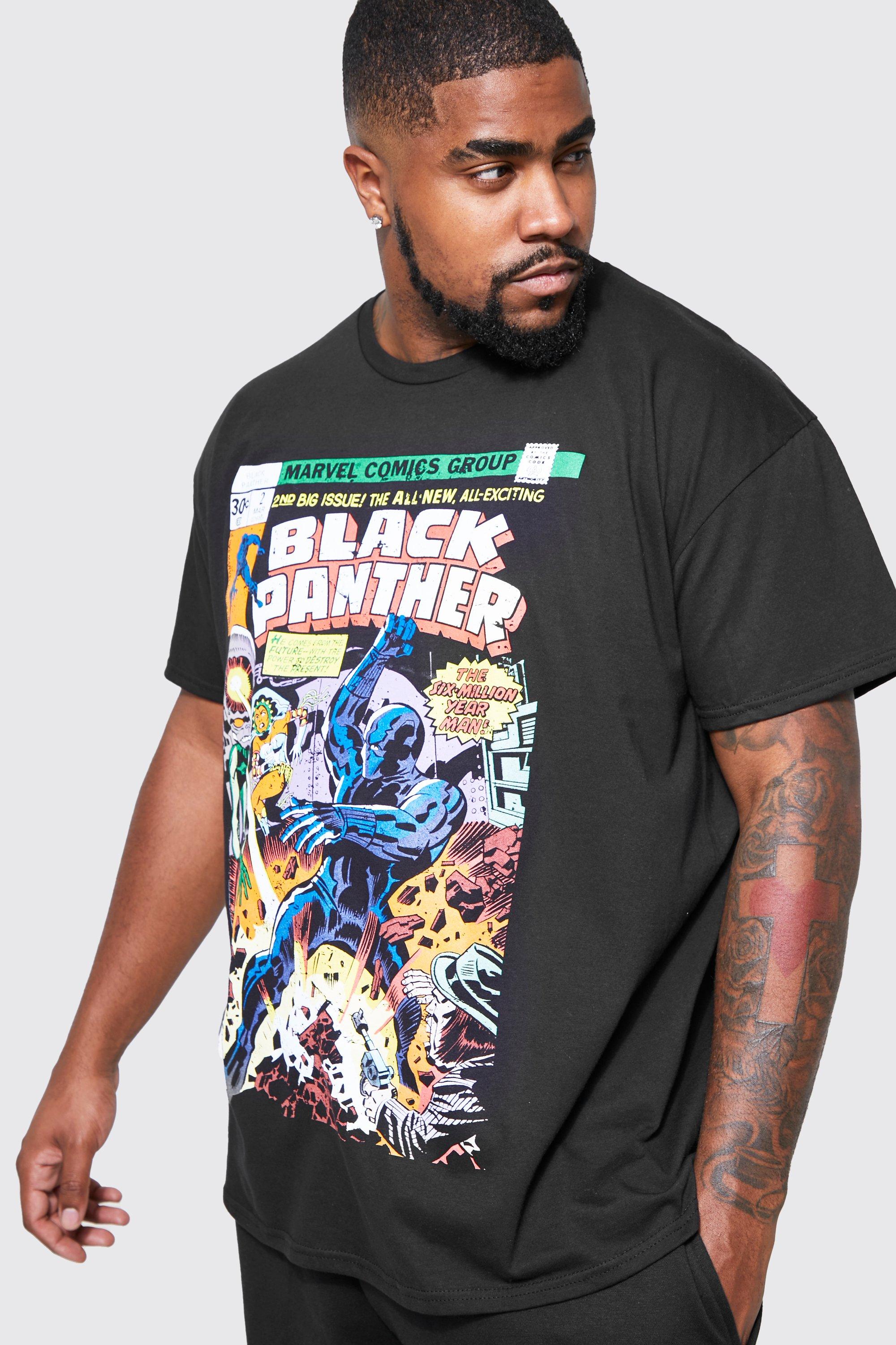 MARVEL COMICS Black Panther Men's Black on Black Face T-Shirt Small Black