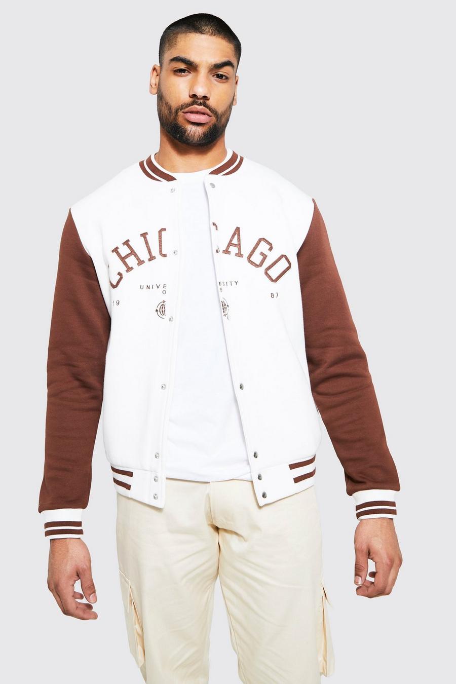 Ecru white Chicago Jersey Bomber  image number 1