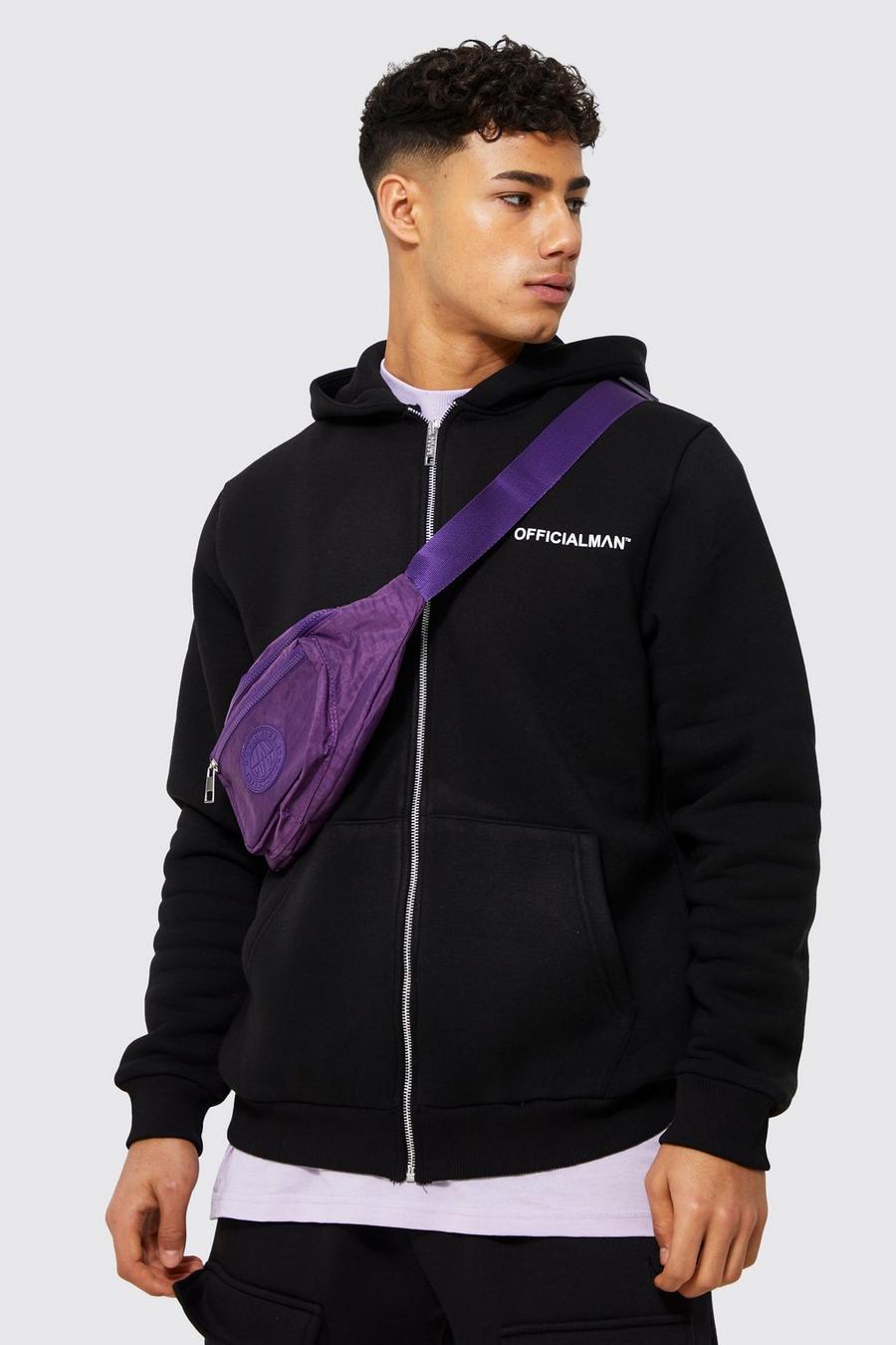 Purple Washed Nylon Rubber Badge Bum Bag image number 1