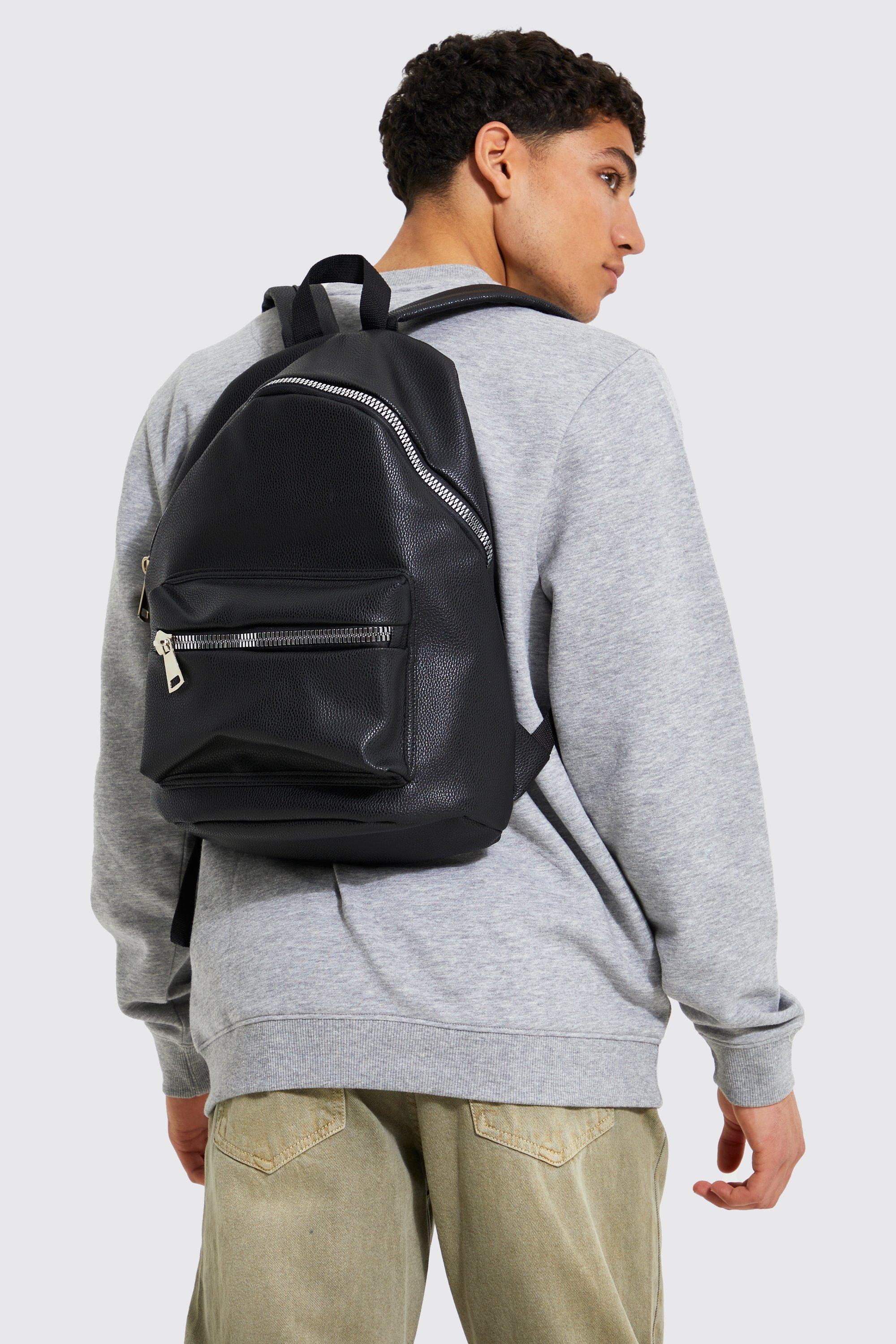 Black leather look rucksack sale