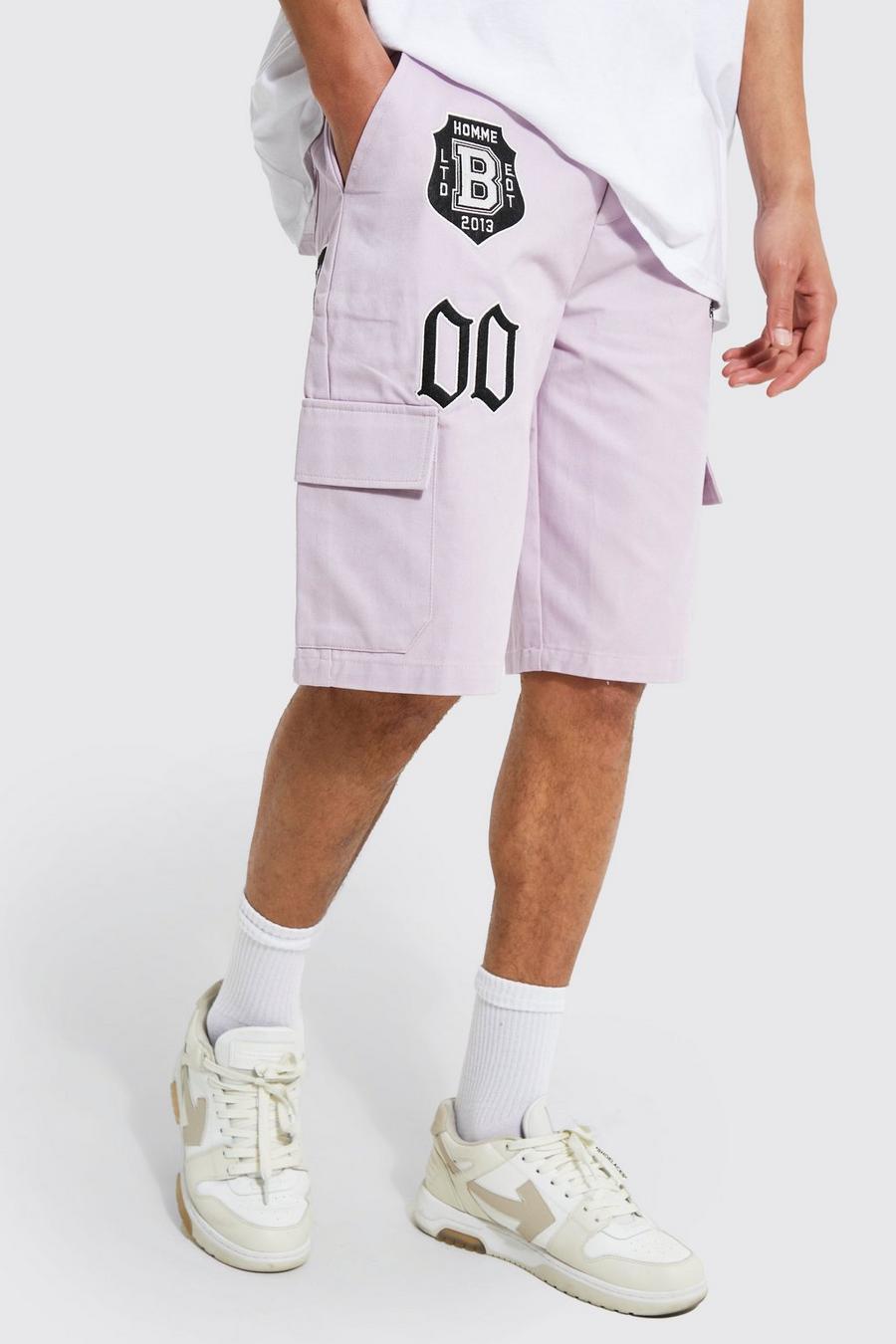 Lilac Tall Relaxed Fit Varsity Cargo Short image number 1