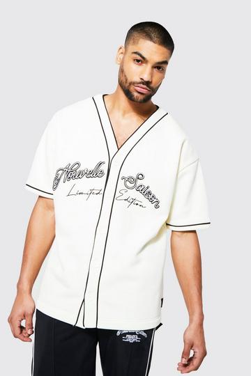 Baseball T-shirt With Piping Detail ecru
