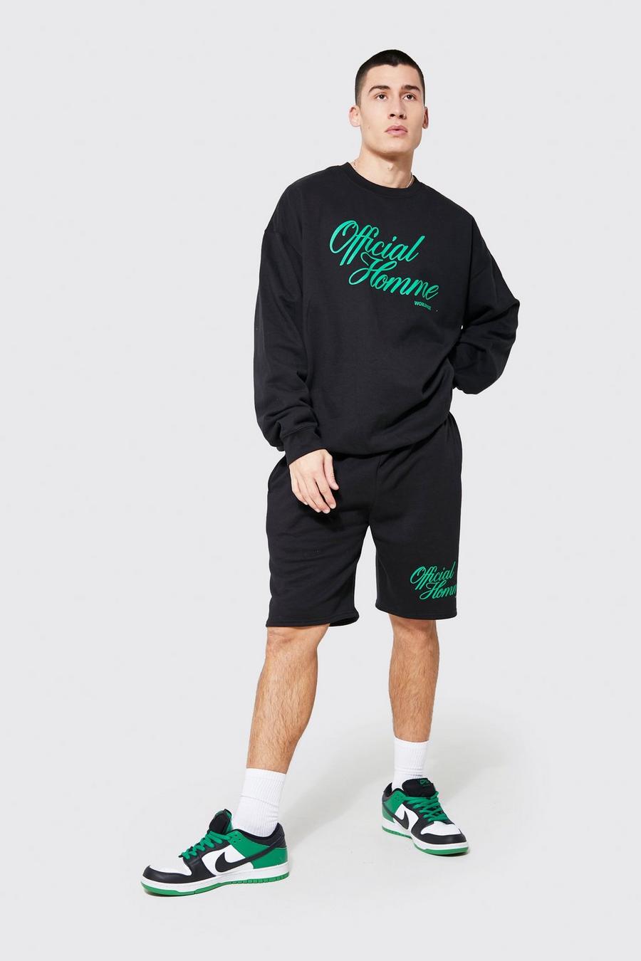 Black Official Homme Oversize hoodie och shorts image number 1