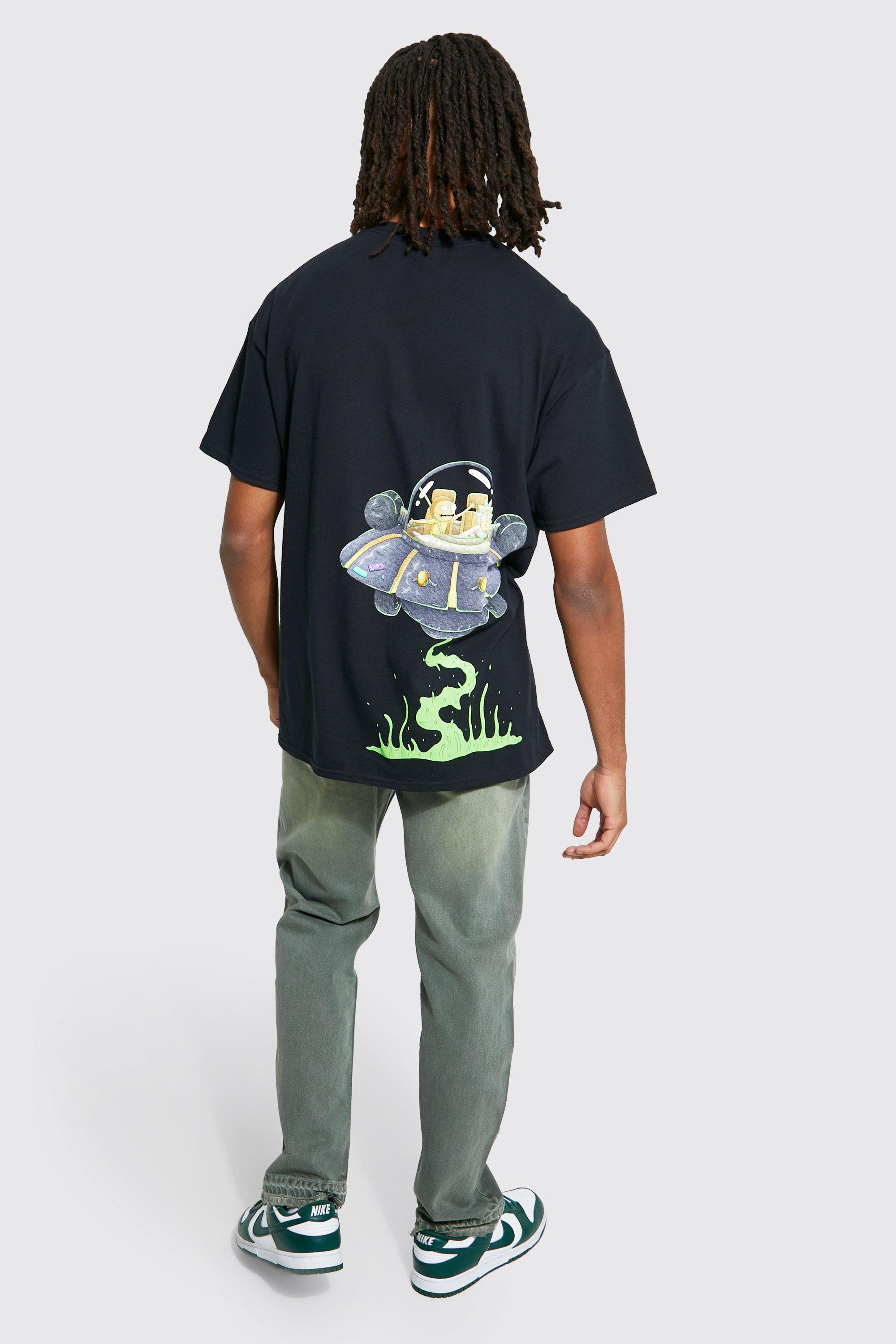 Men's Oversized Rick & Morty Spaceship T-shirt | Boohoo UK