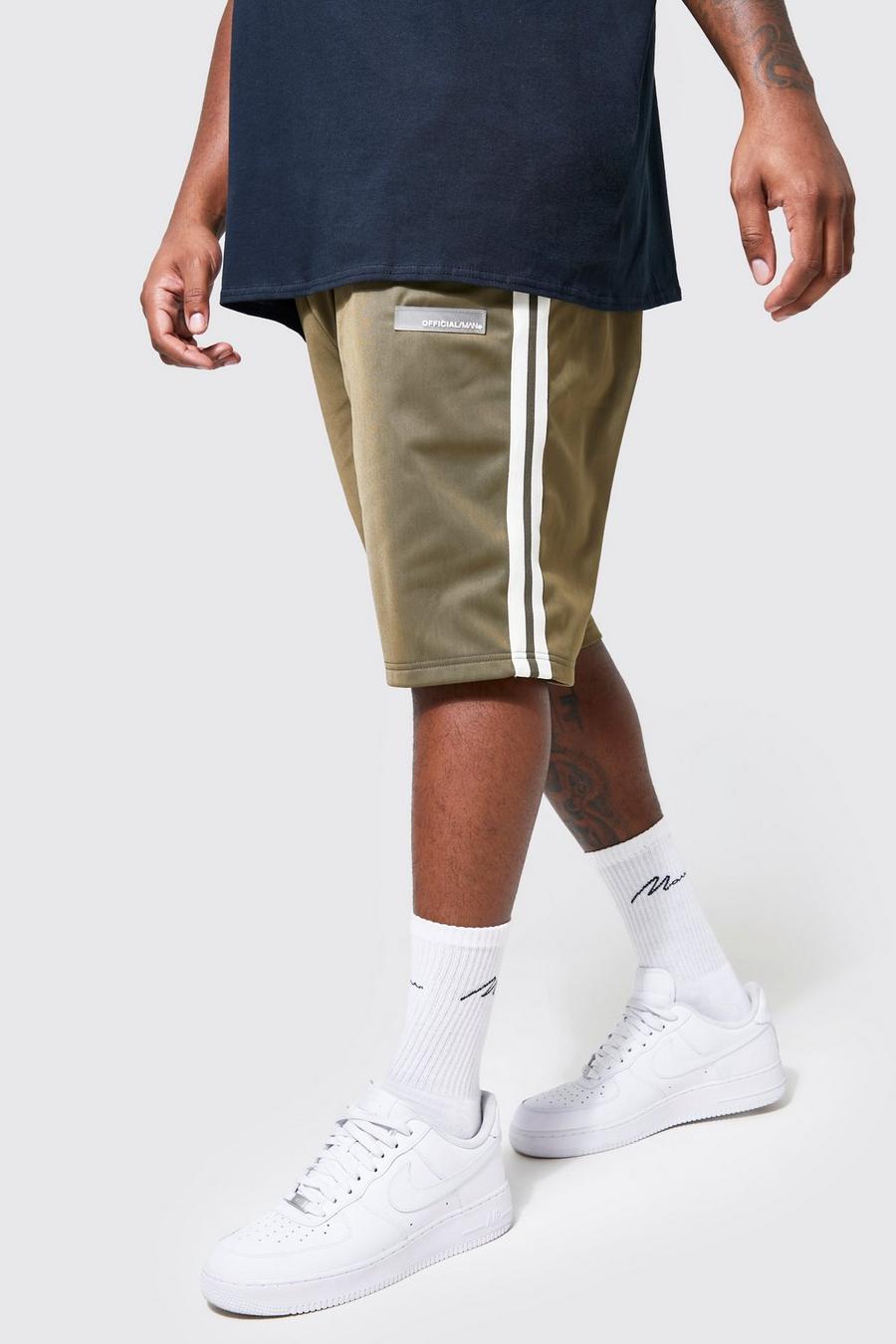 Khaki Plus Slim Fit Tricot Side Tape Shorts
