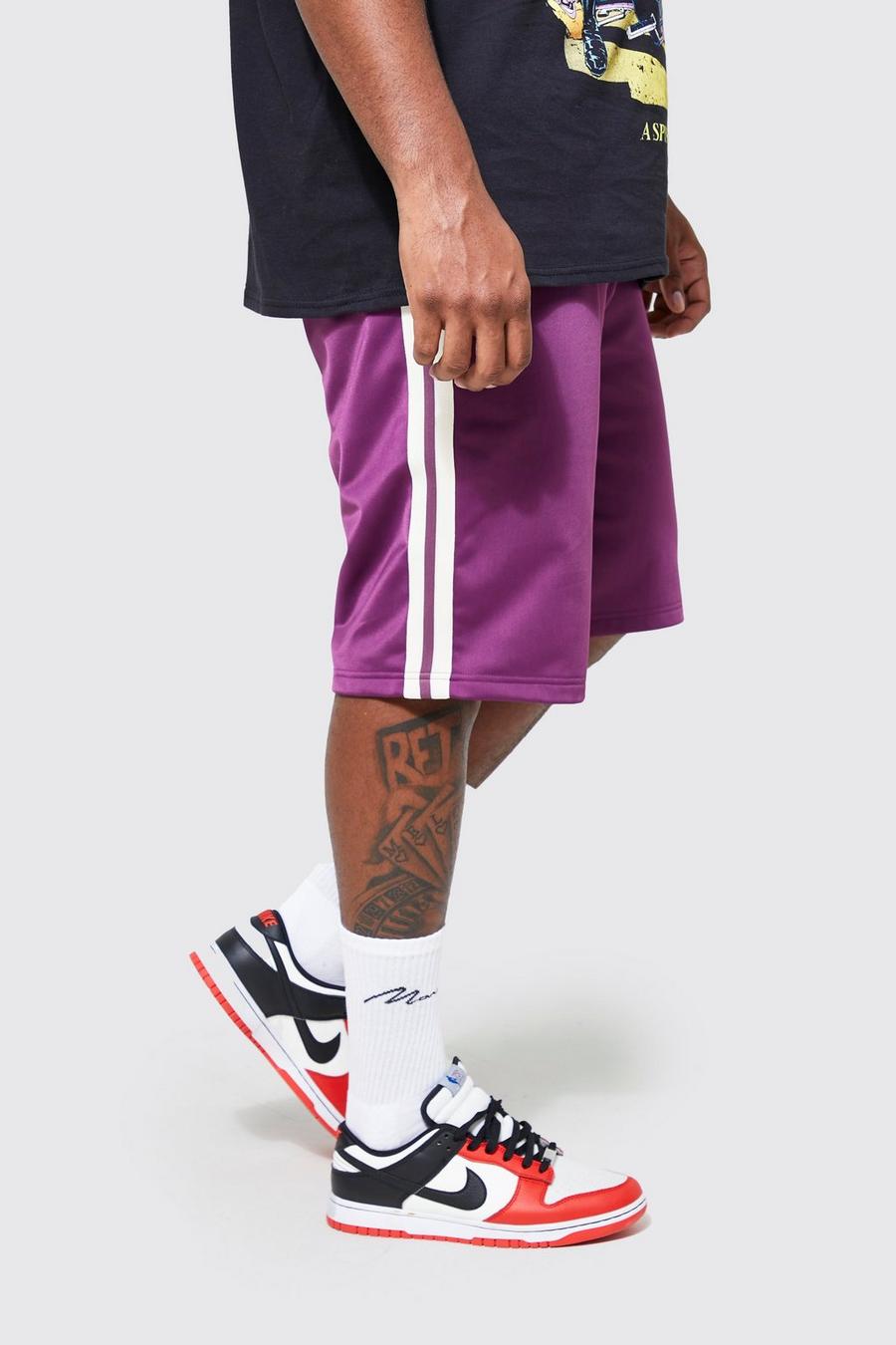Pantaloncini Plus Size Slim Fit con striscia laterale in tricot, Purple morado