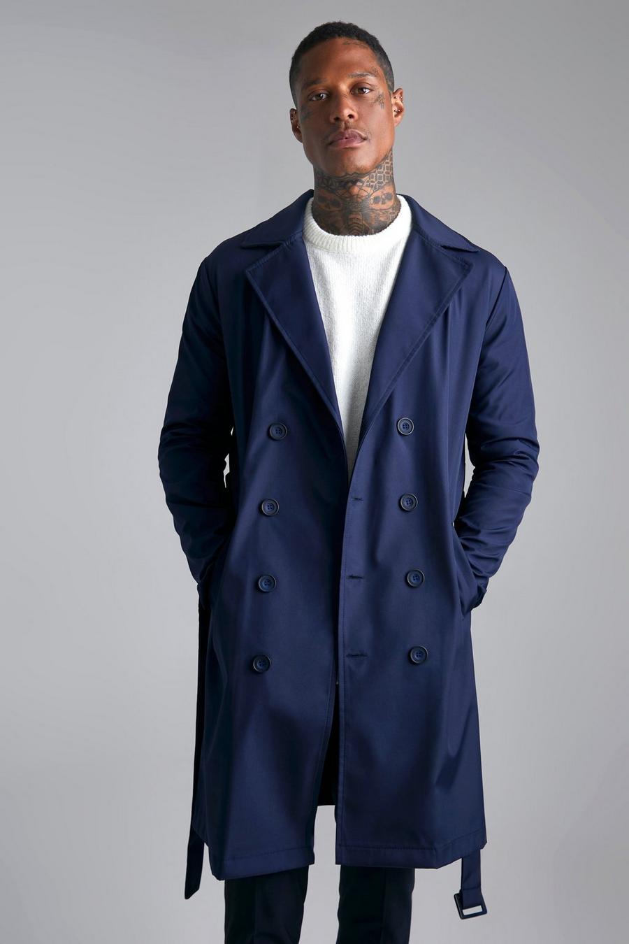 boohoo Men's Tall Double Breasted Overcoat
