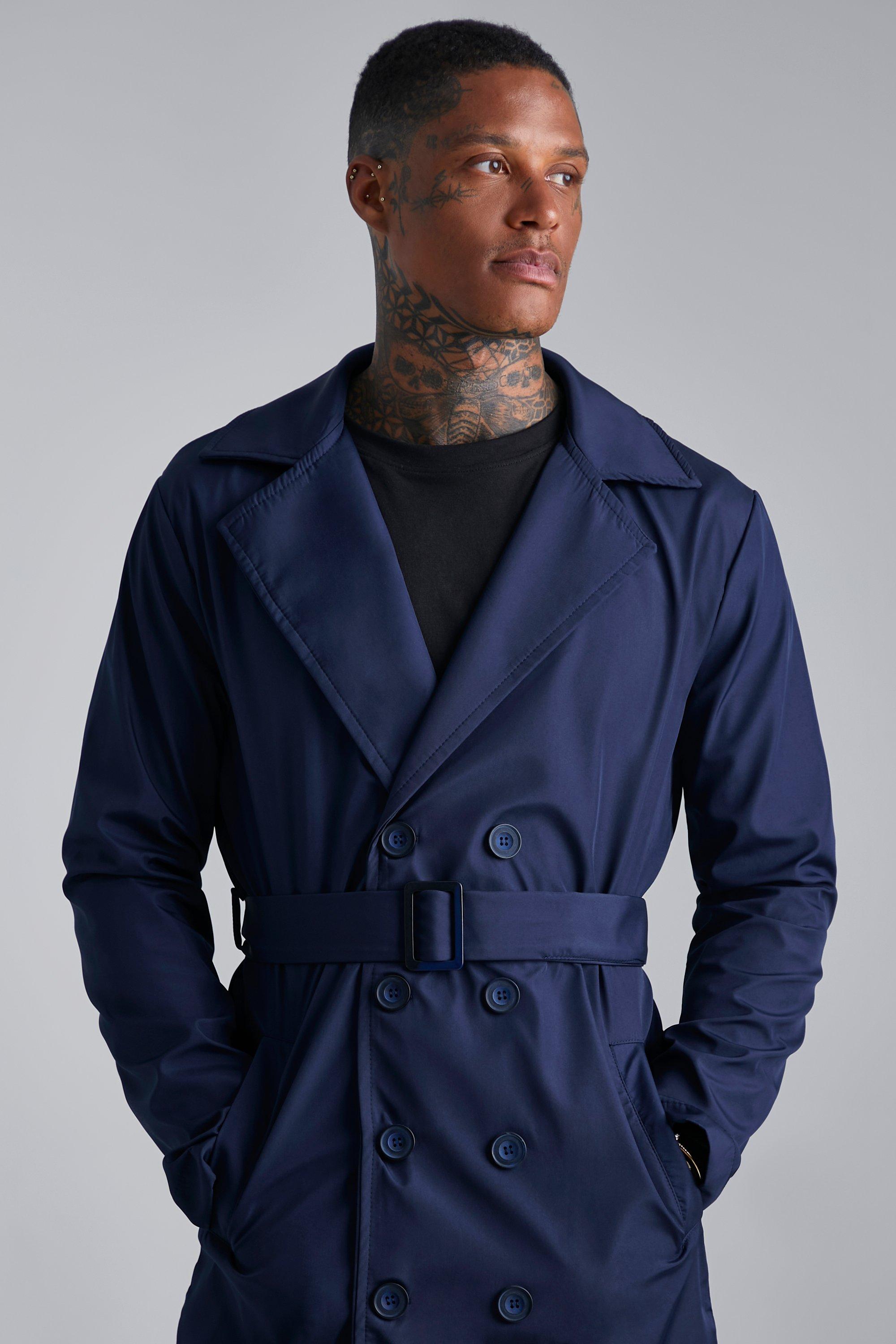 Navy blue trench coat mens hotsell