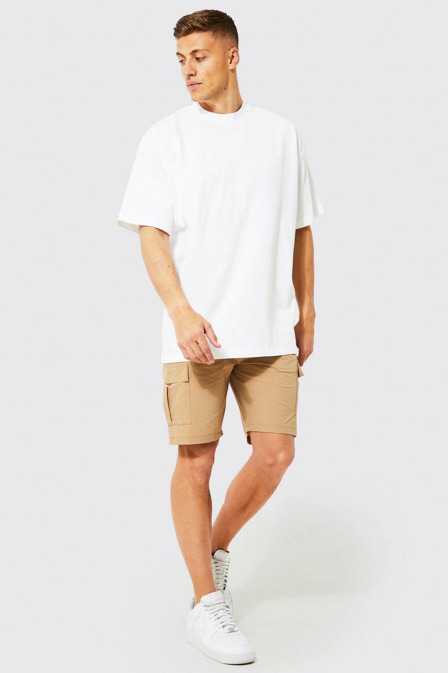 Sand Oversized Man T-shirt And Woven Short Set image number 1