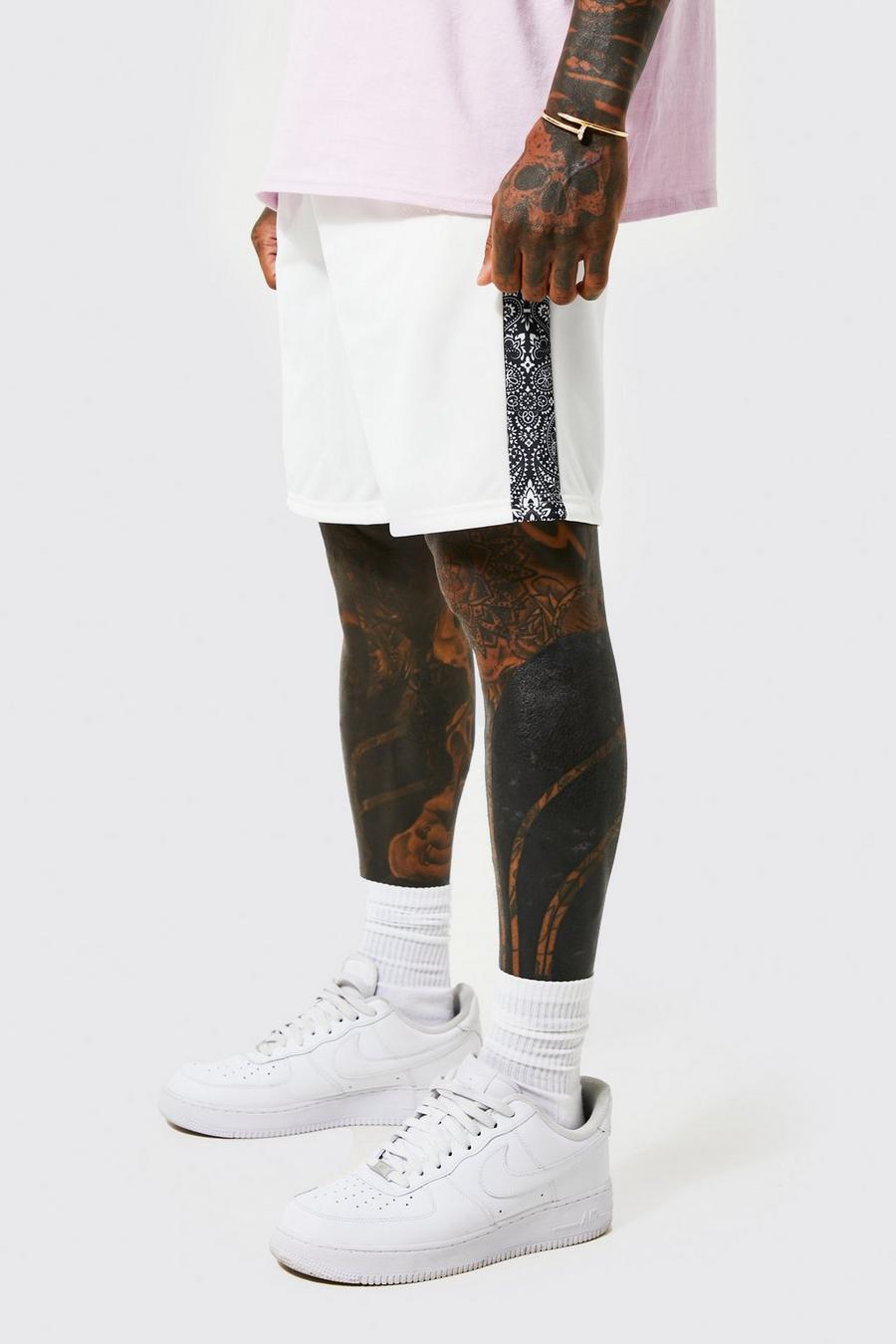 Lockere Trikot-Shorts mit Man-Print, Ecru white image number 1
