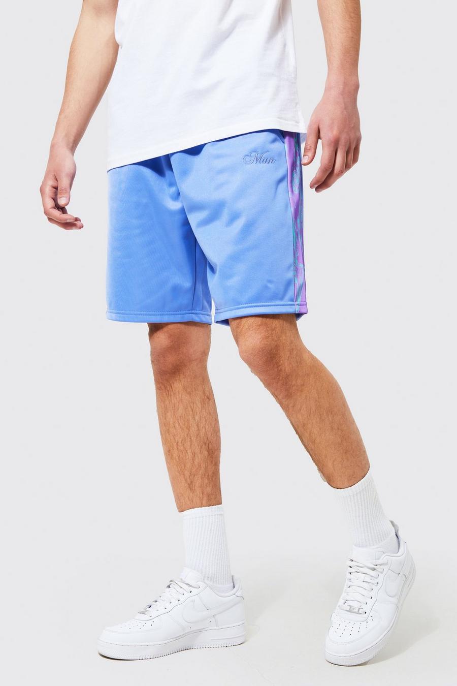 Purple Man Baggy Tricot Shorts Met Print En Panelen image number 1