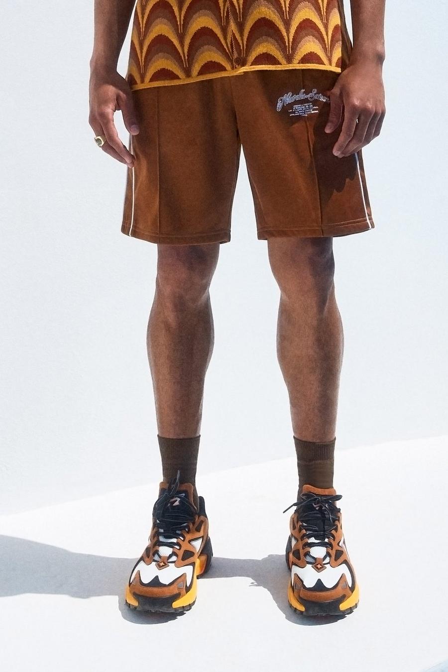 Chocolate brown Nouvelle Saison Shorts i trikå med ledig passform
