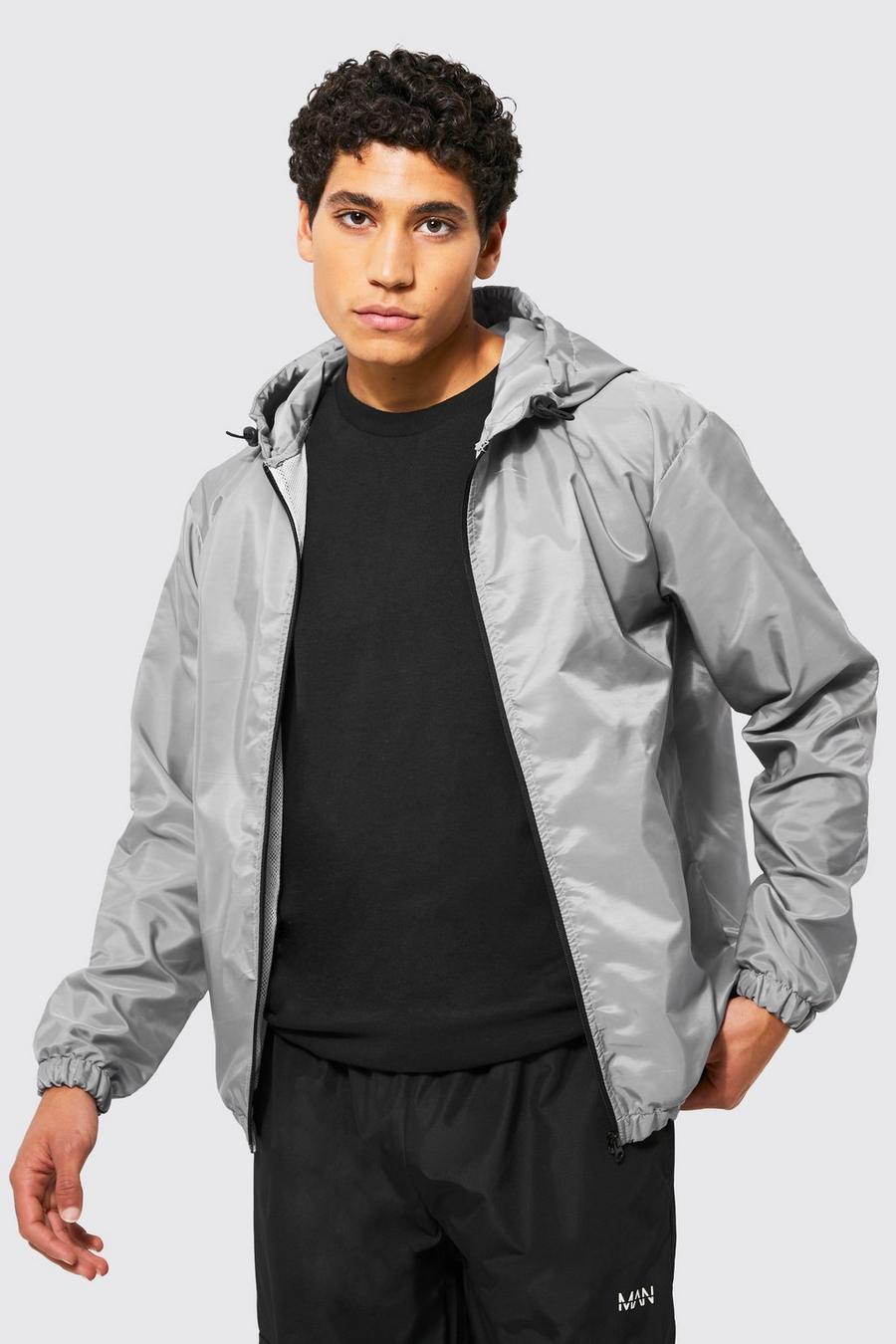 Regenjacke mit Kapuze und Reißverschluss, Grey image number 1
