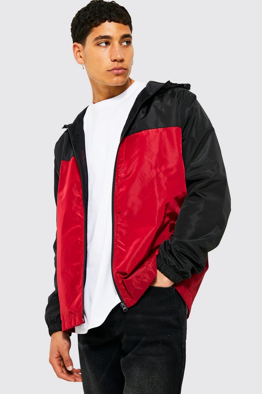 Red Zip Through Colour Block Cagoule image number 1