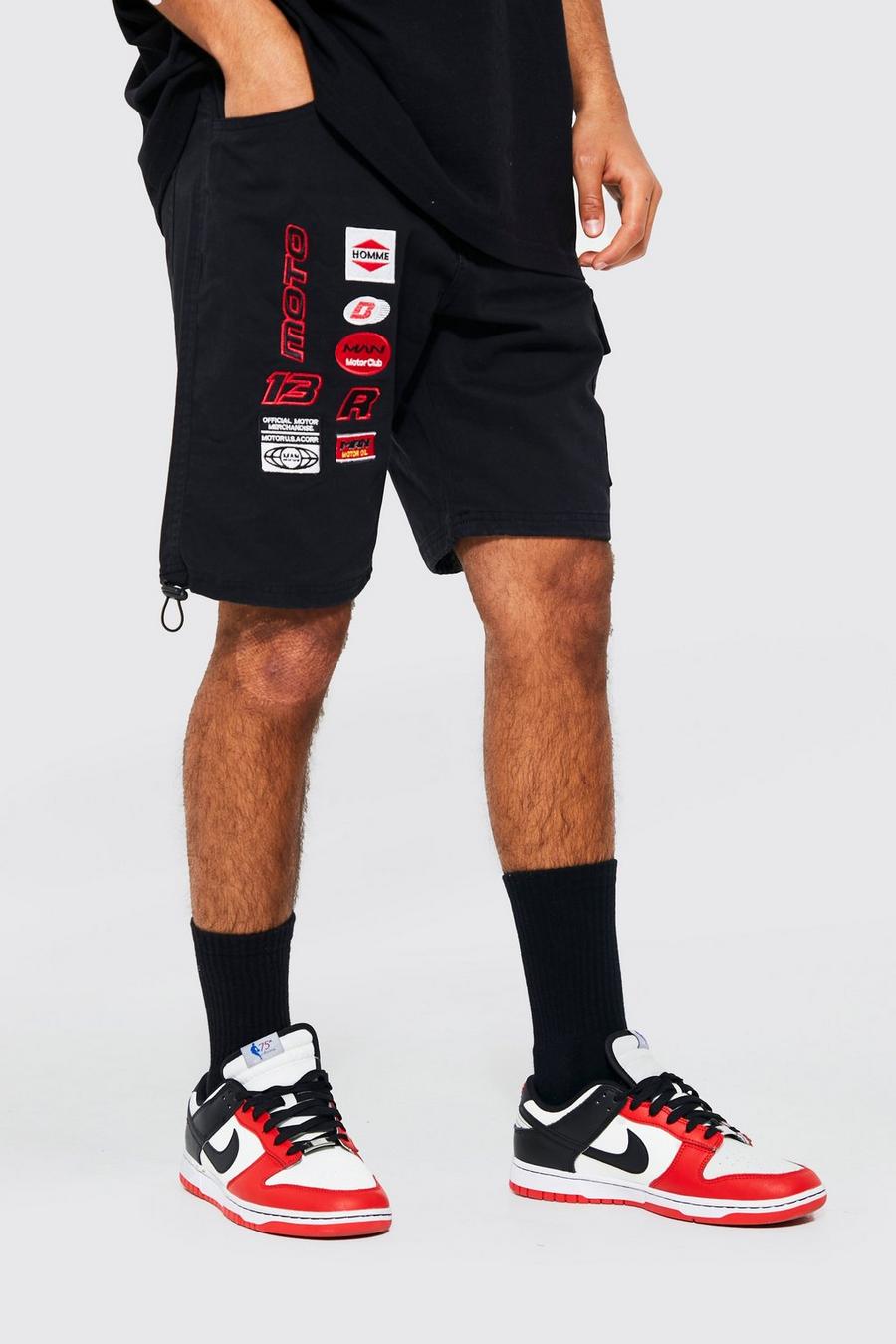 Black Cargo Regular Fit Motocross Shorts image number 1