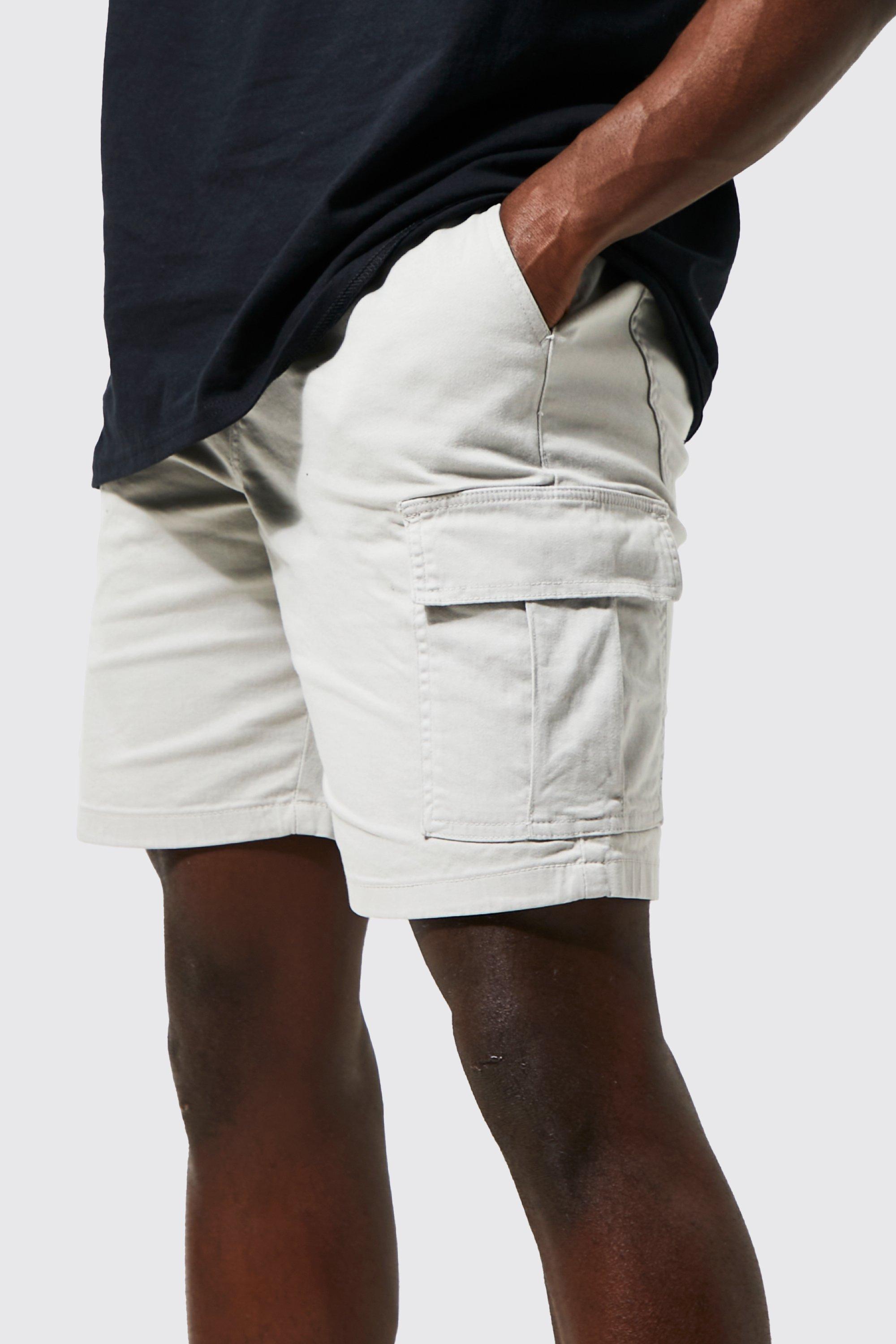 Boohoo Denim Straight Leg Garment Dyed Twill Cargo Shorts in Ecru Womens Clothing Shorts Cargo shorts Natural 
