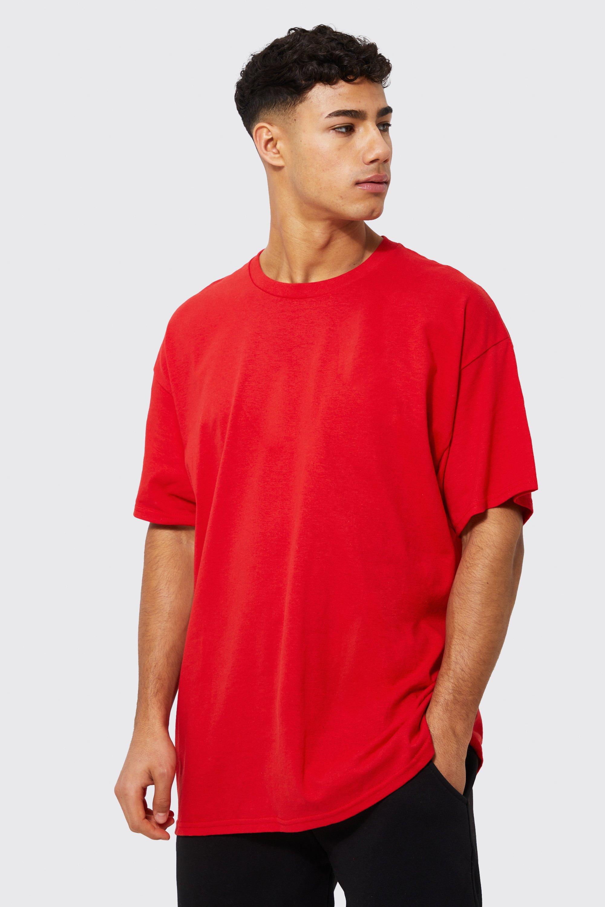 Red oversized hot sale tee