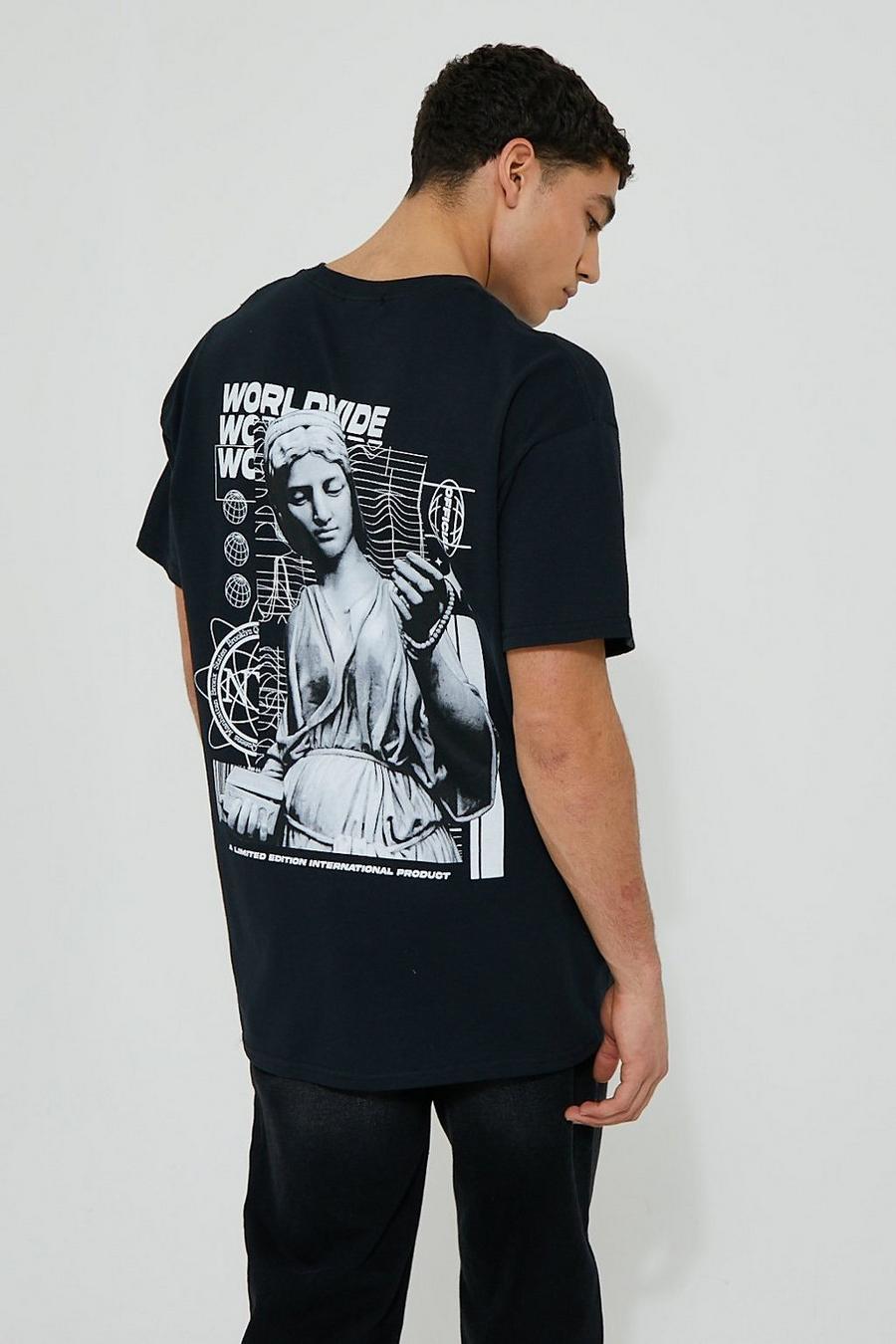 Oversize T-Shirt mit Worldwide-Print, Black image number 1