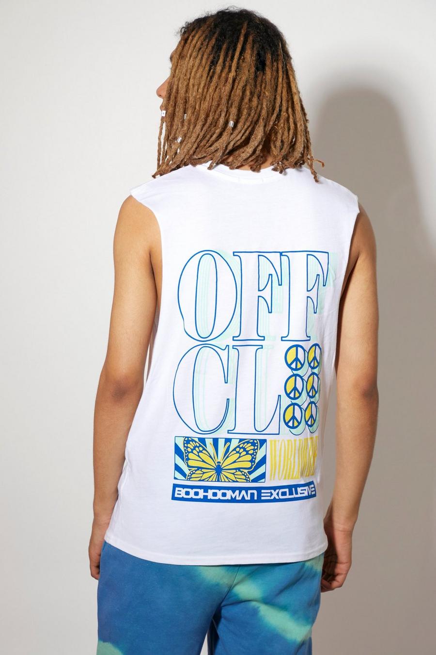 White blanc Offcl Back Print Drop Armhole Tank image number 1
