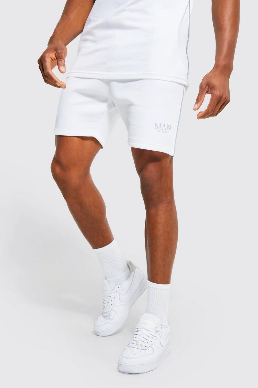 White Slim Fit Mid Man Short Length Jersey Shorts image number 1