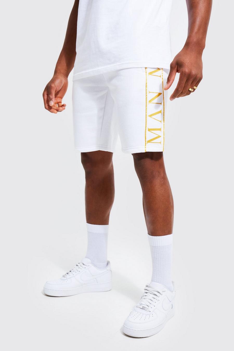 White Slim Fit Mid Man Mid Length Jersey Shorts image number 1
