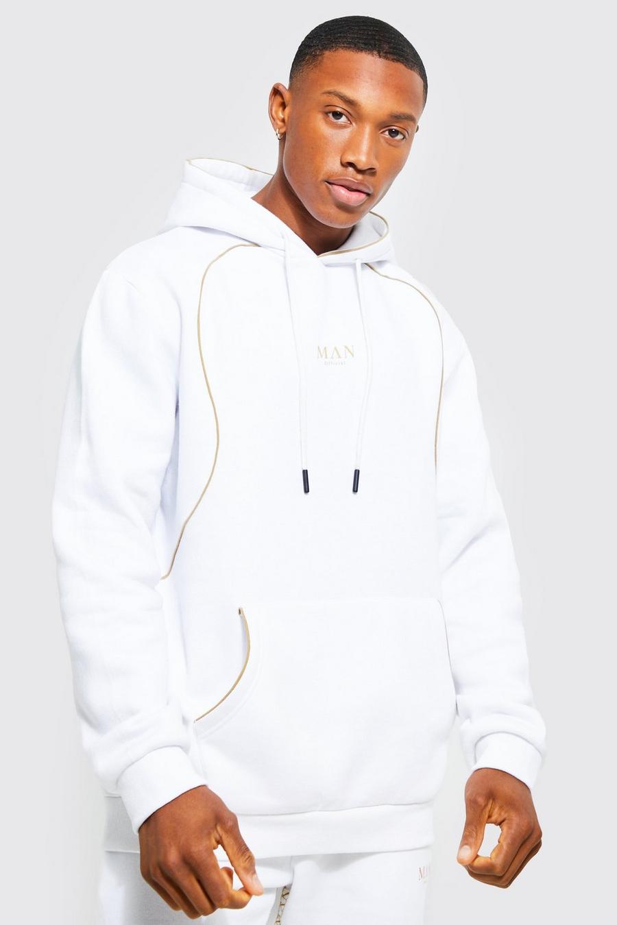 White Man Gold Hoodie with Piping Detail image number 1