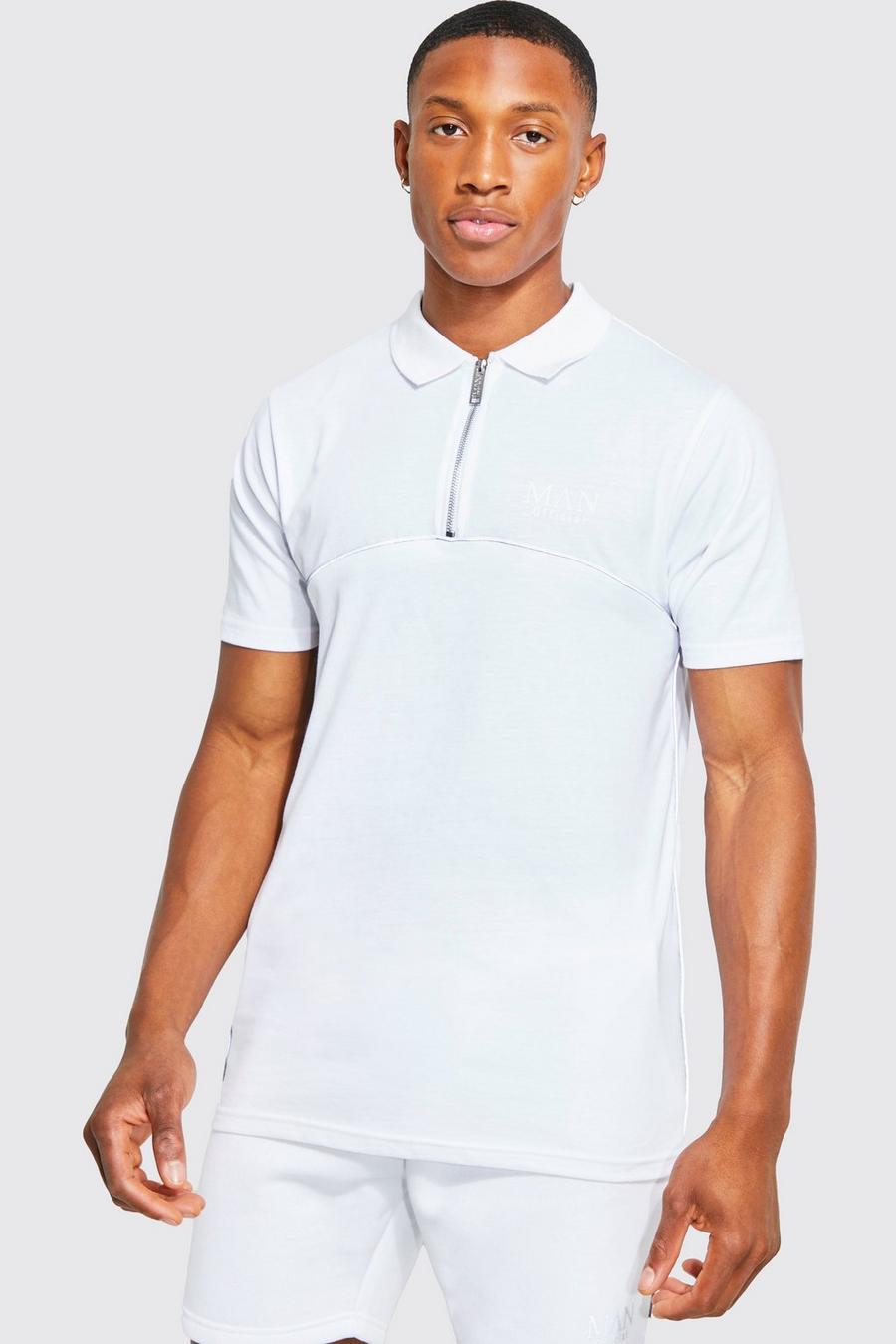 White Slim Fit Man Piping Polo image number 1