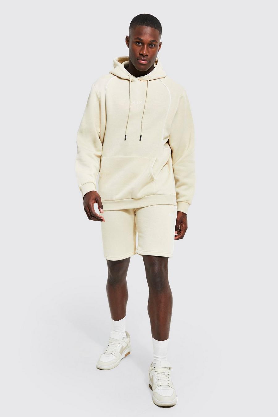 Sand Man Hooded Short Tracksuit With Piping Detail image number 1
