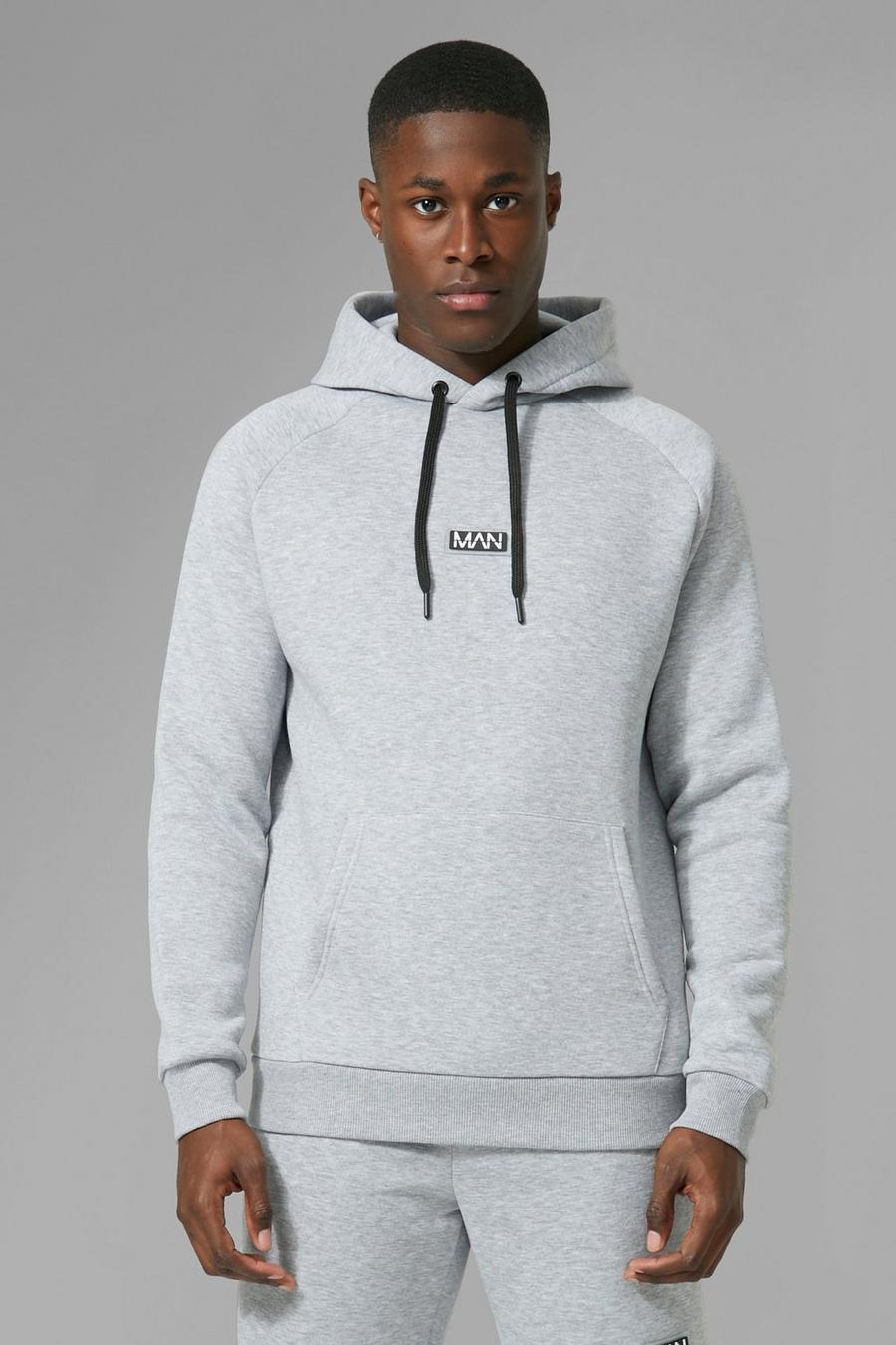 Grey marl Man Active Training Over The Head Hoodie image number 1