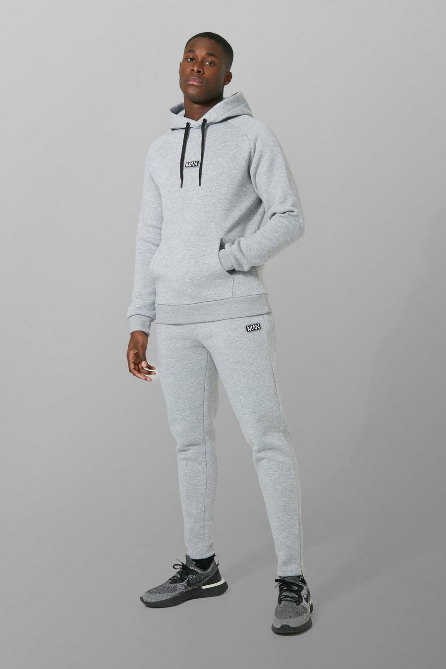 Grey marl Man Active Training Hooded Tracksuit image number 1