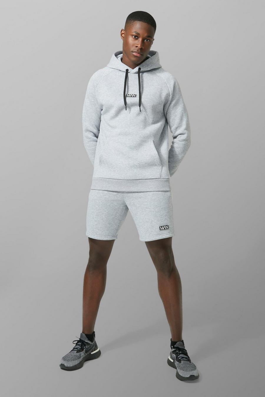 Grey marl Man Active Training Hoodie And Short Set image number 1