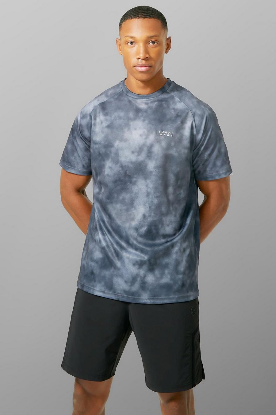 Black Man Active Tie Dye Performance T Shirt