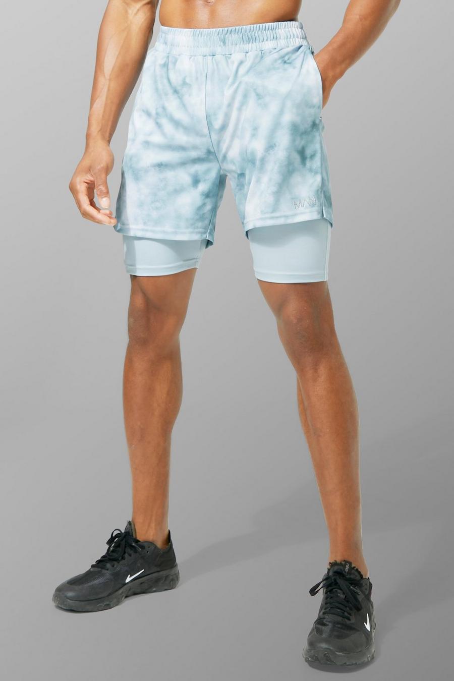 Blue Man Active Tie Dye Performance 2 In 1 Shorts image number 1