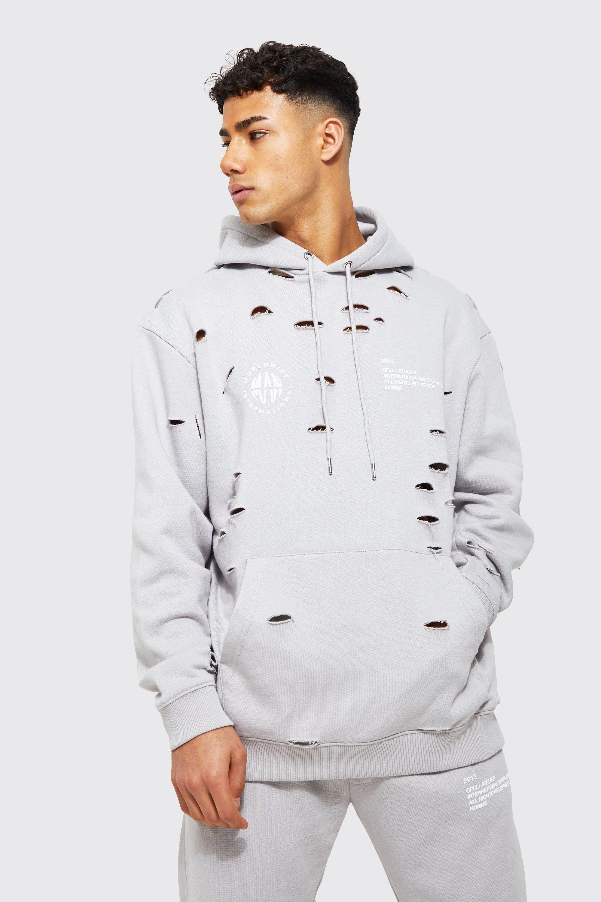 Distressed hoodie mens sale