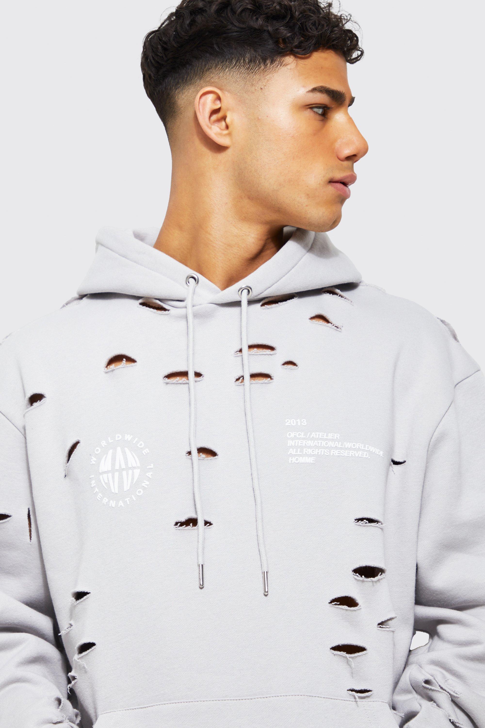 Oversized distressed hoodie hotsell