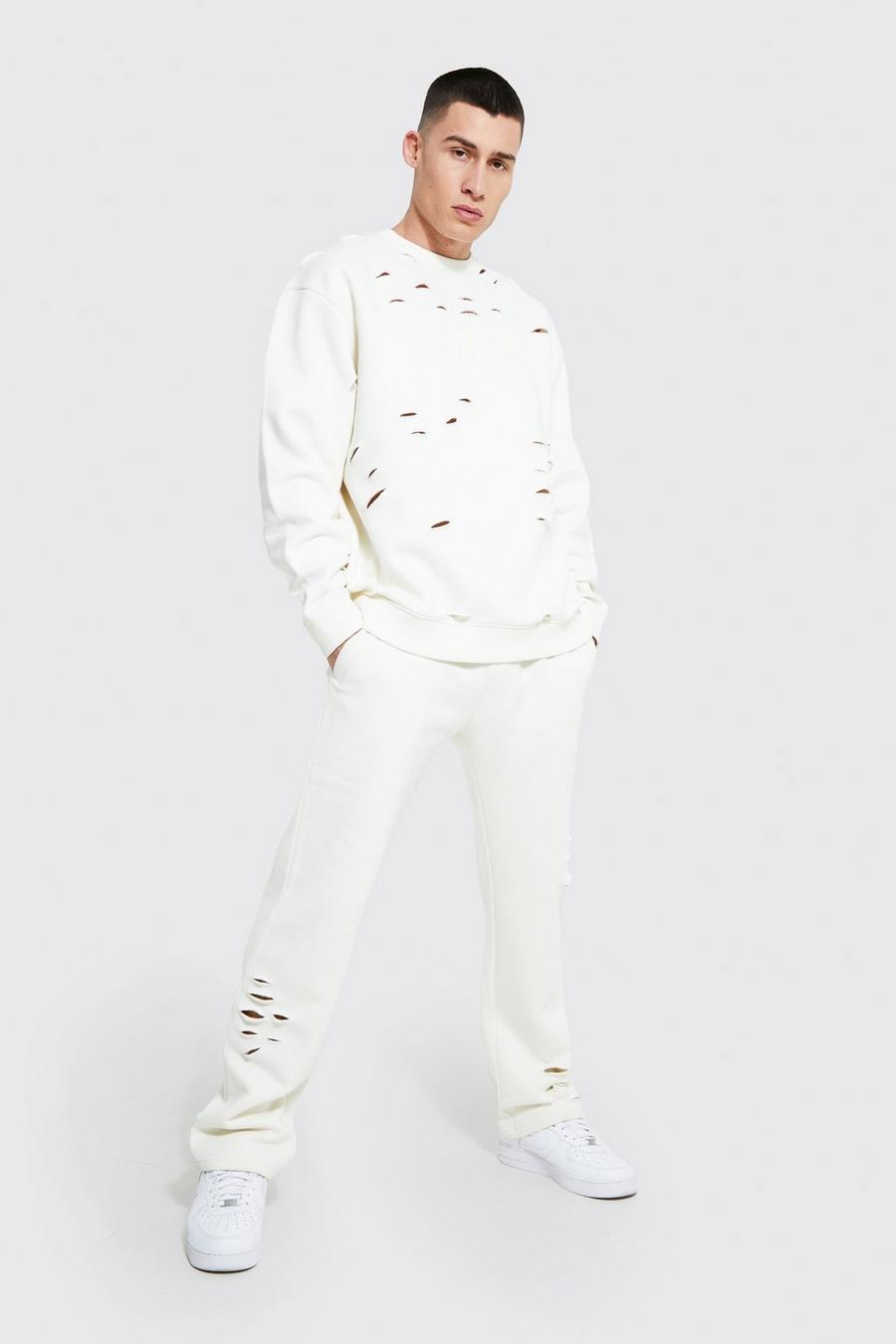 Ecru white Official Oversized Distressed Sweatshirt image number 1