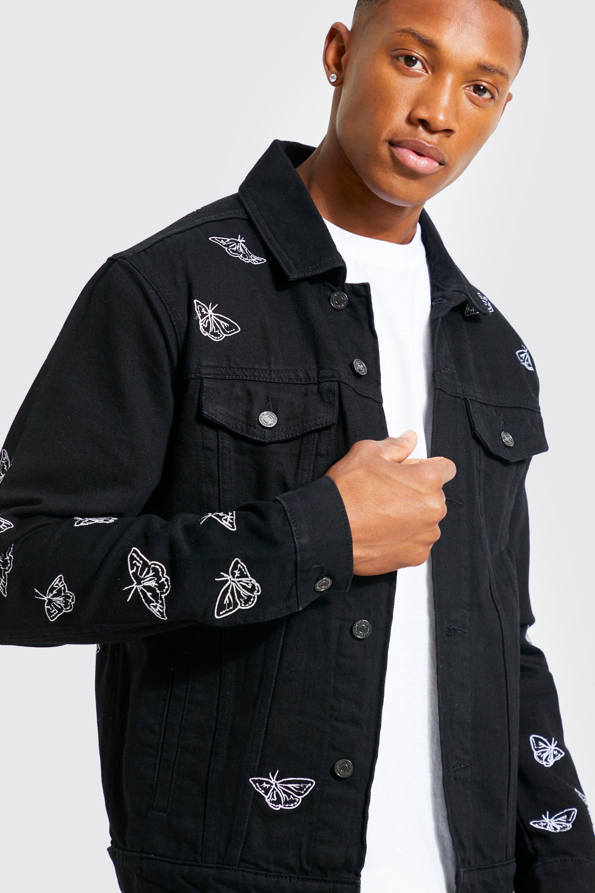 Men's black denim jacket best sale