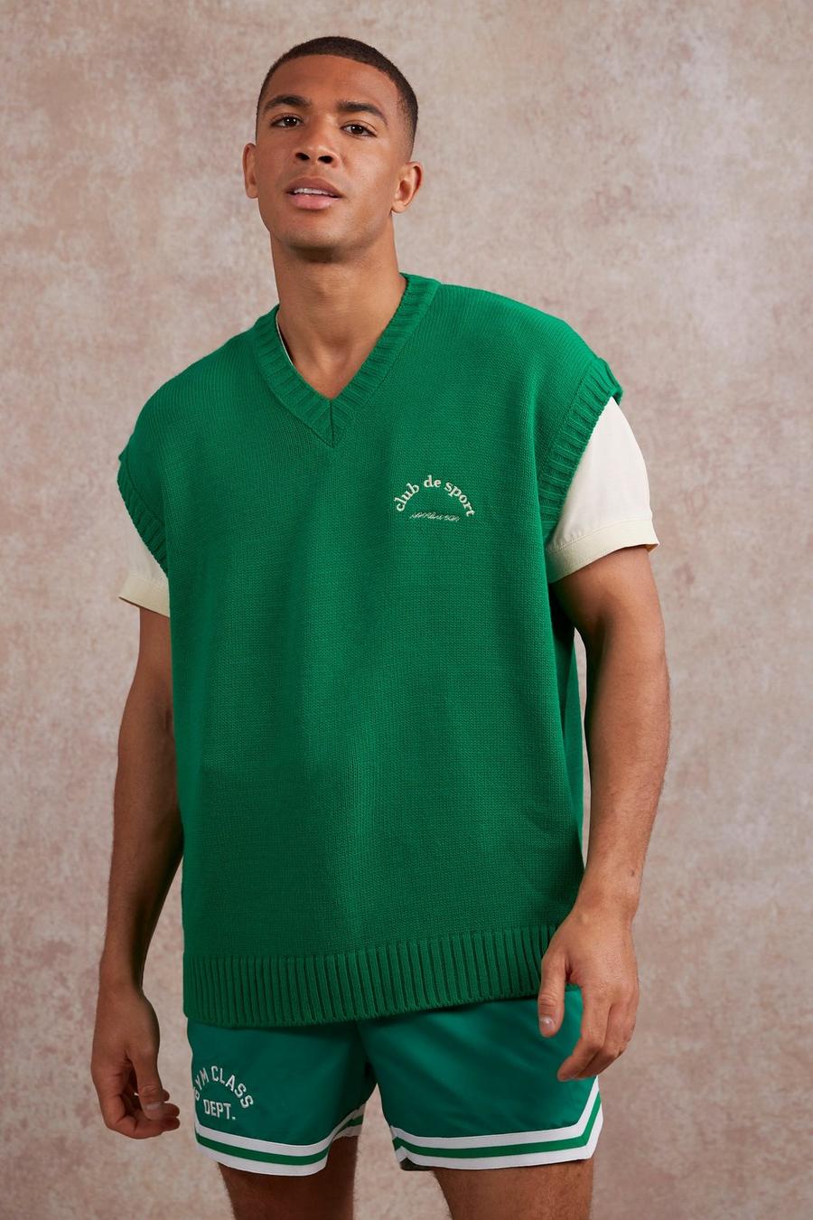 Green Oversize stickat linne med brodyr image number 1