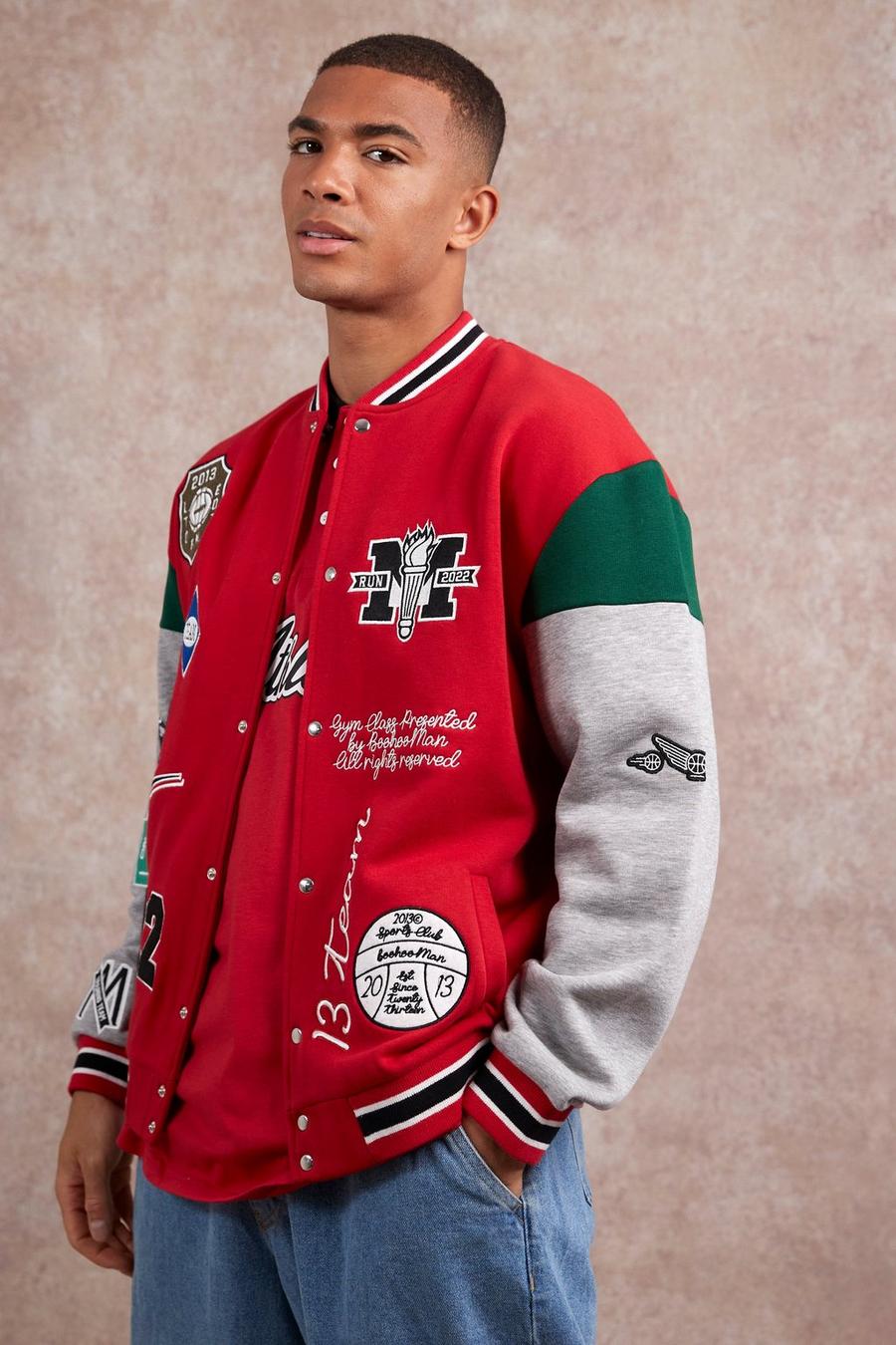 Oversize Gym Class Jersey-Bomberjacke, Red image number 1