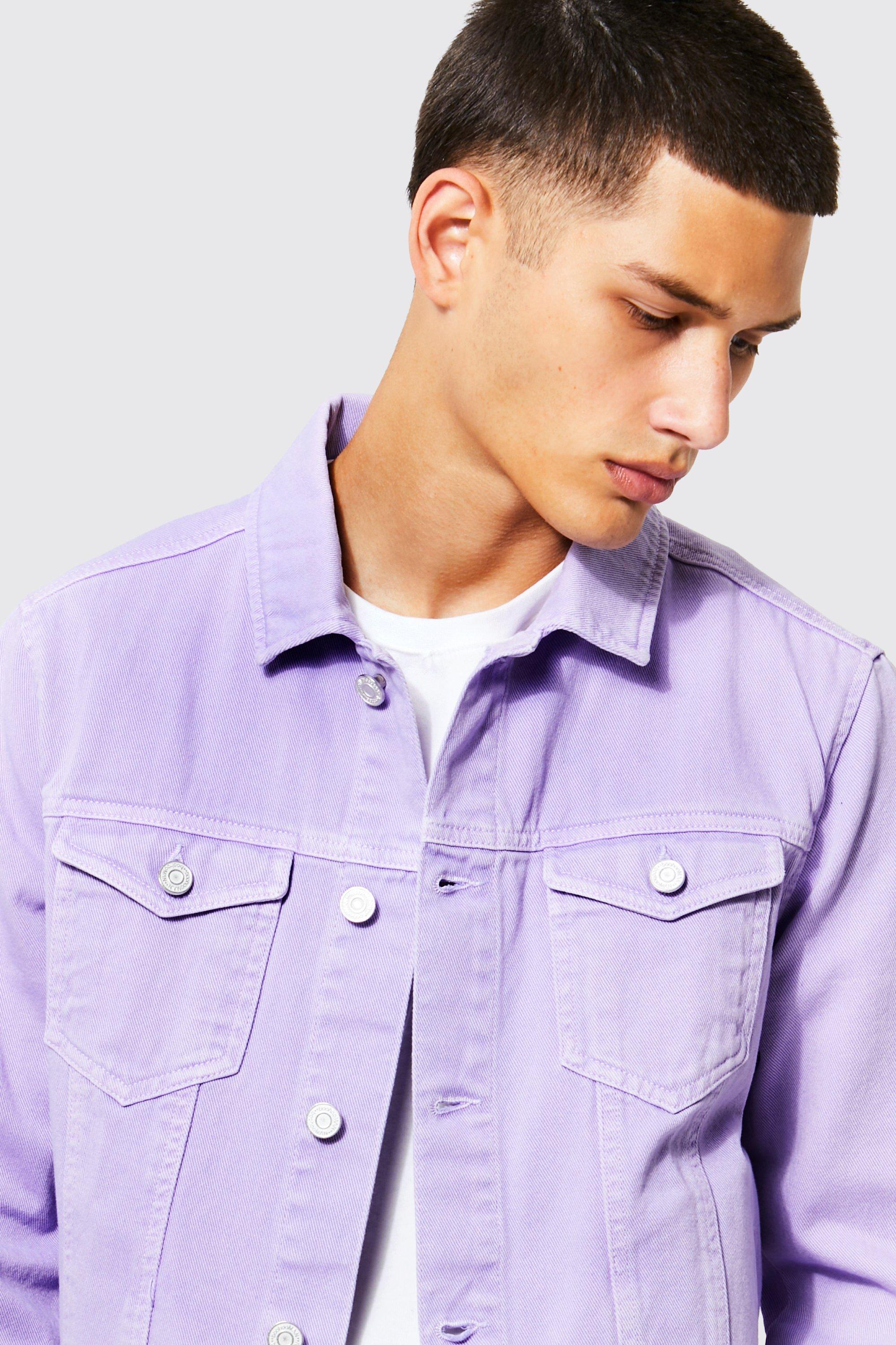 ASOS DESIGN classic fit denim jacket in light purple wash