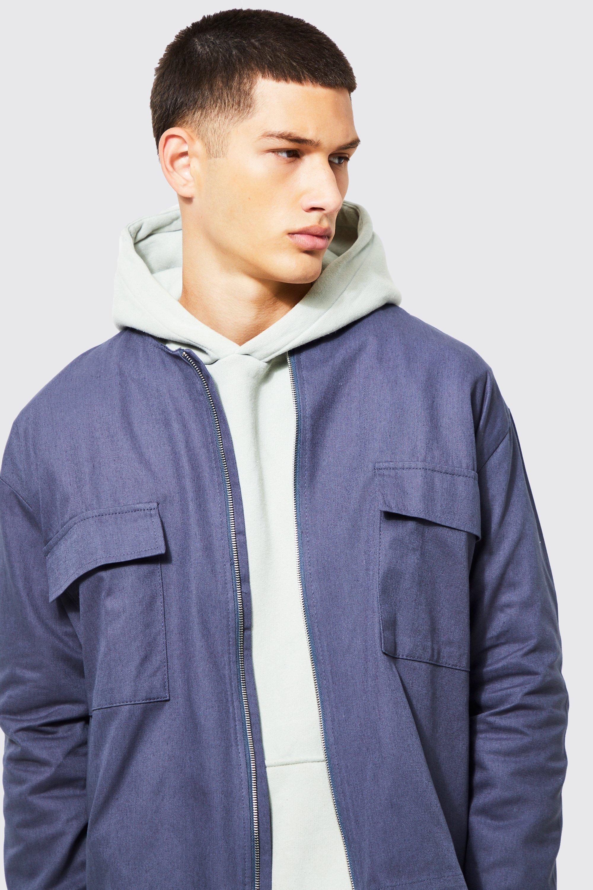 Collarless navy clearance jacket