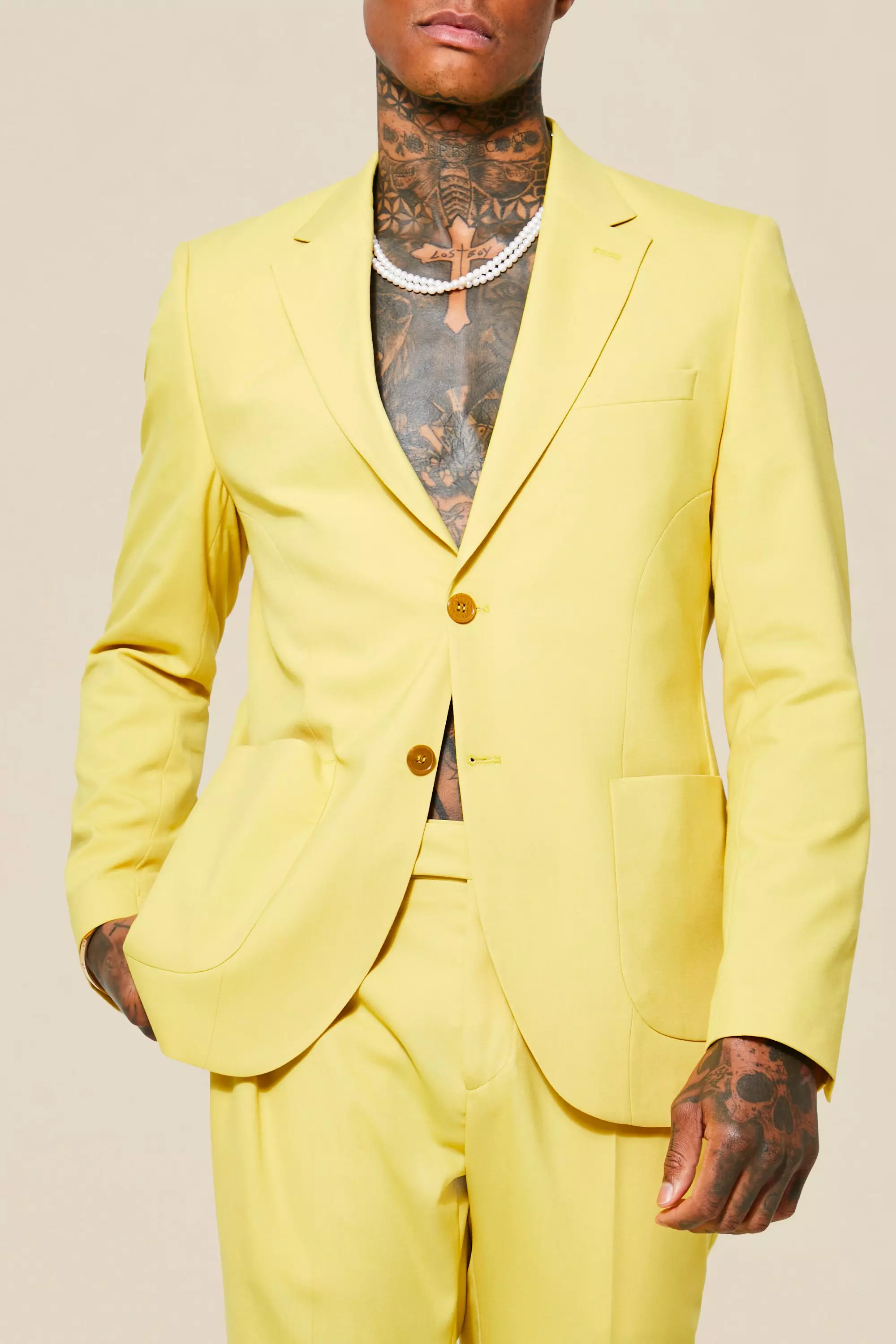 Boohoo store yellow suit